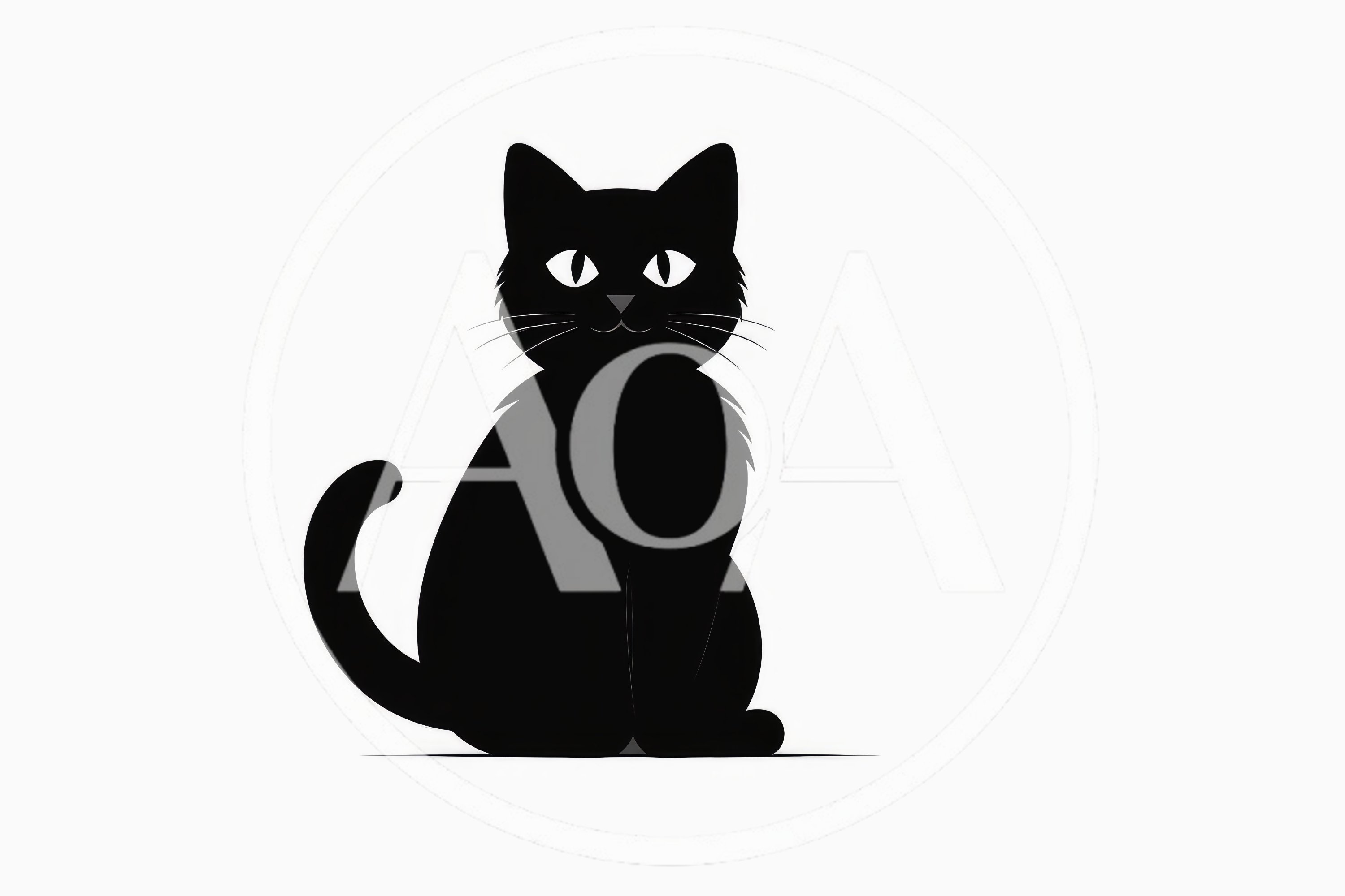 Minimalist Vector Illustration Of A Sitting Black Cat
