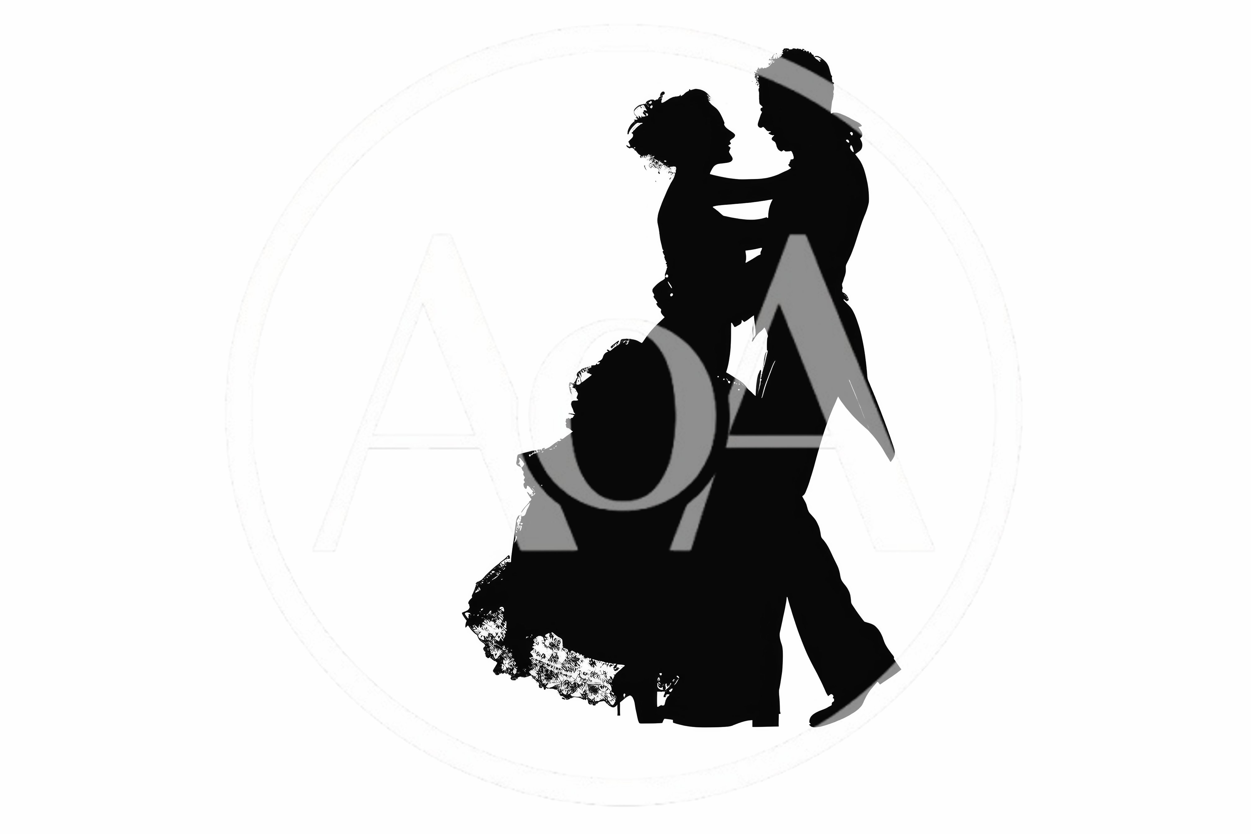 Silhouette Of A Couple Dancing In Formal Attire
