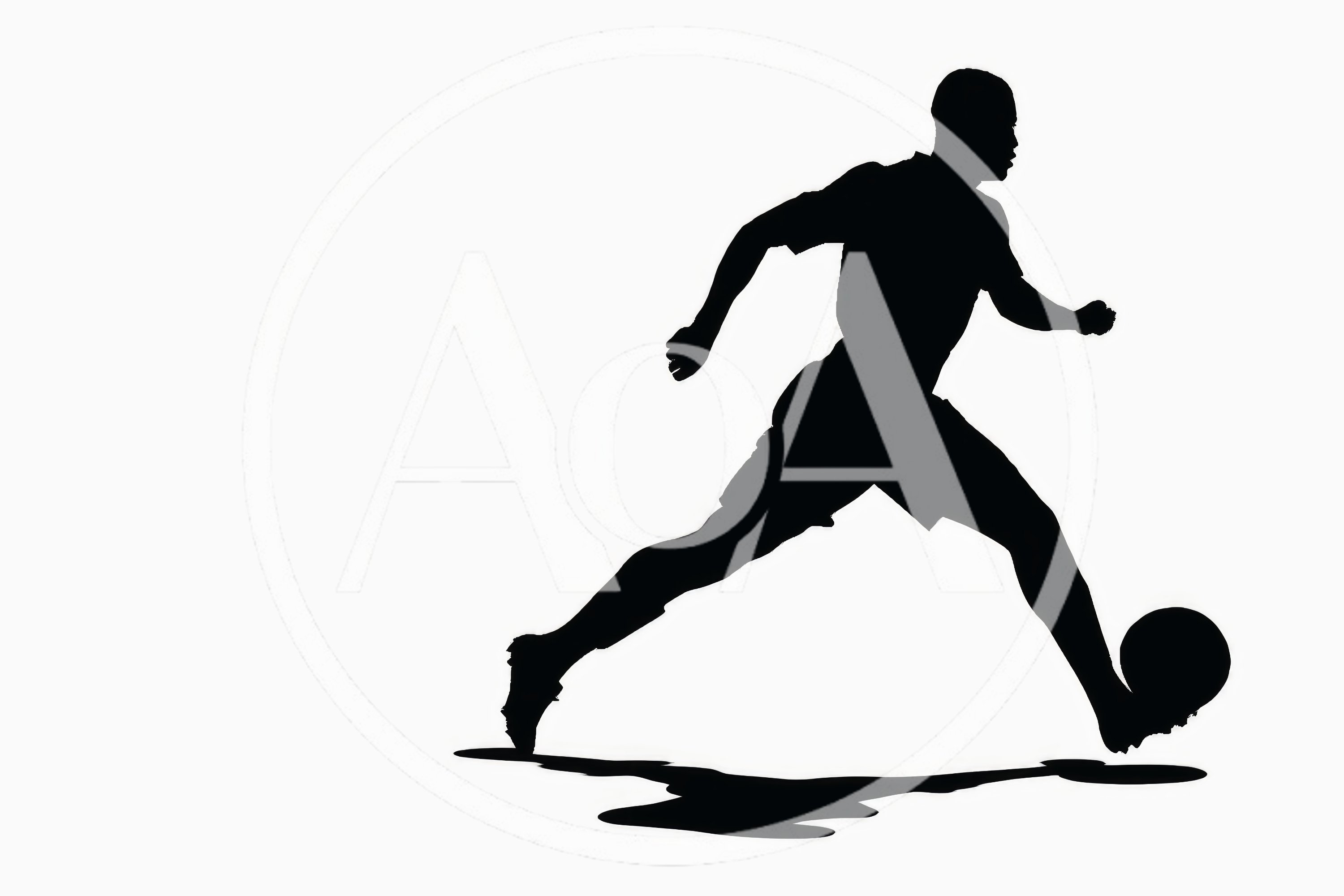 Silhouette Of A Soccer Player Dribbling A Ball