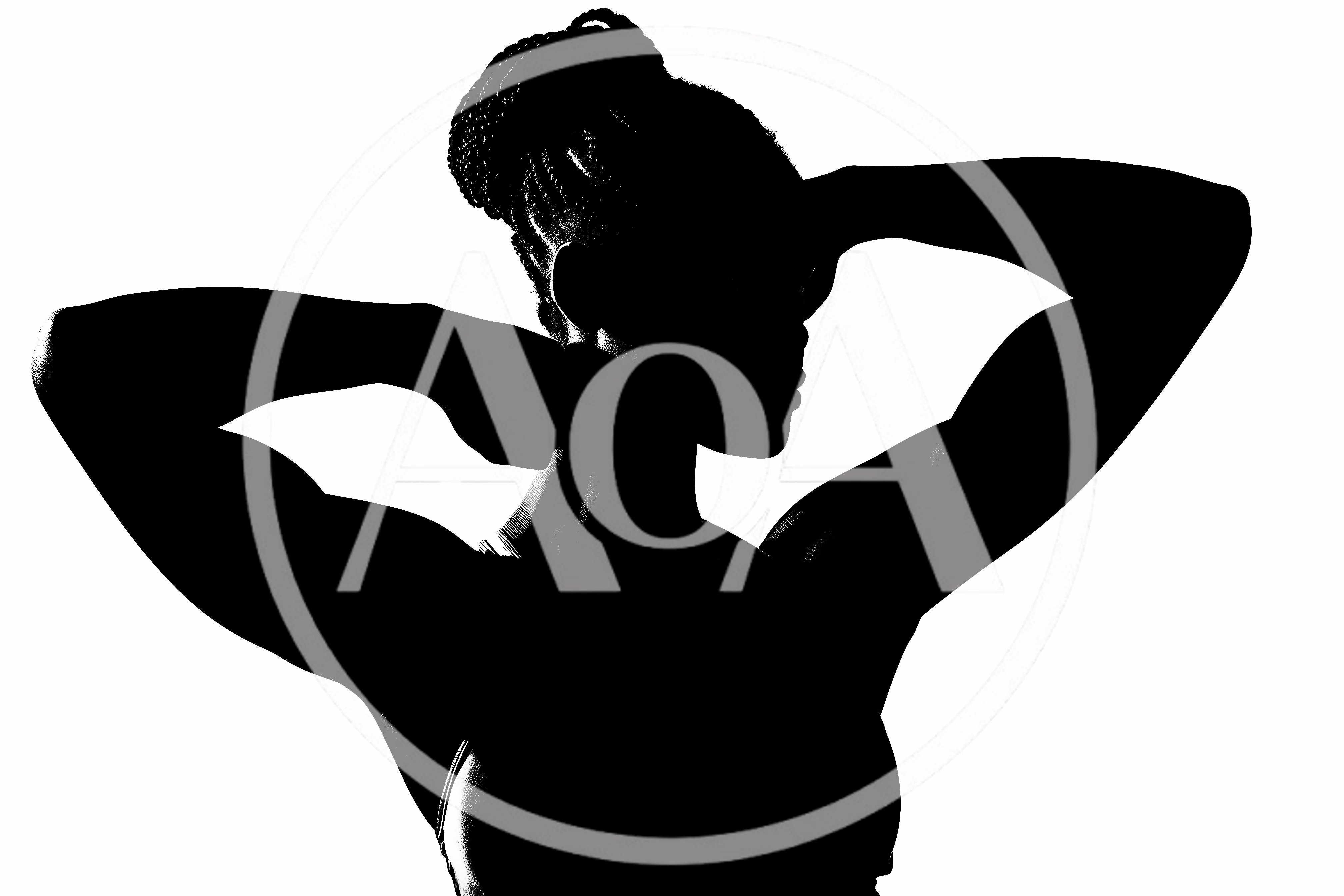 Silhouette Of A Muscular Woman Posing With Hands Behind Head