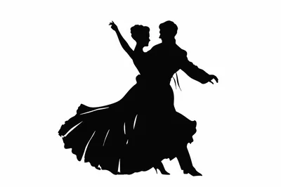 Silhouette Of A Couple Dancing Ballroom Waltz