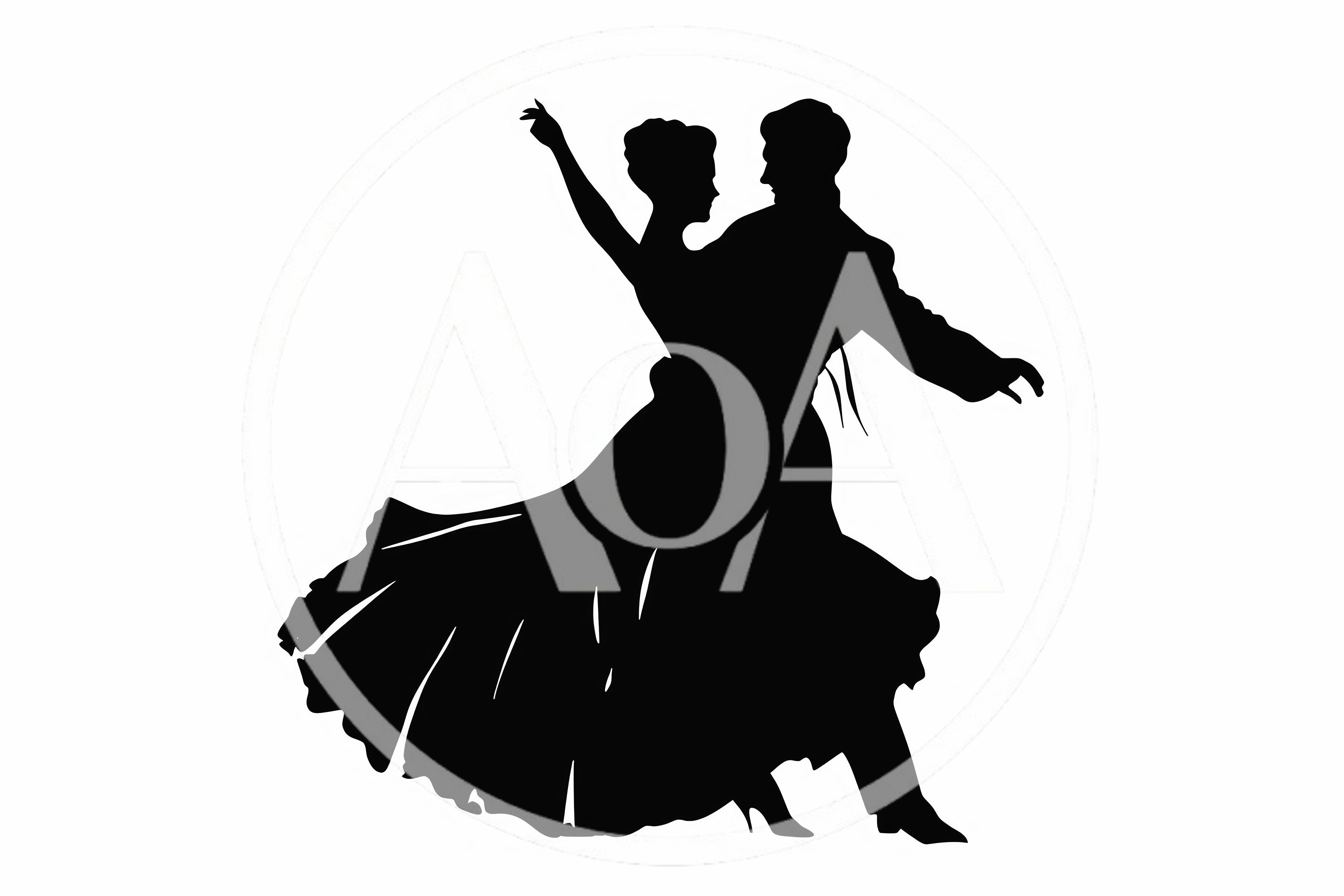 Silhouette Of A Couple Dancing Ballroom Waltz
