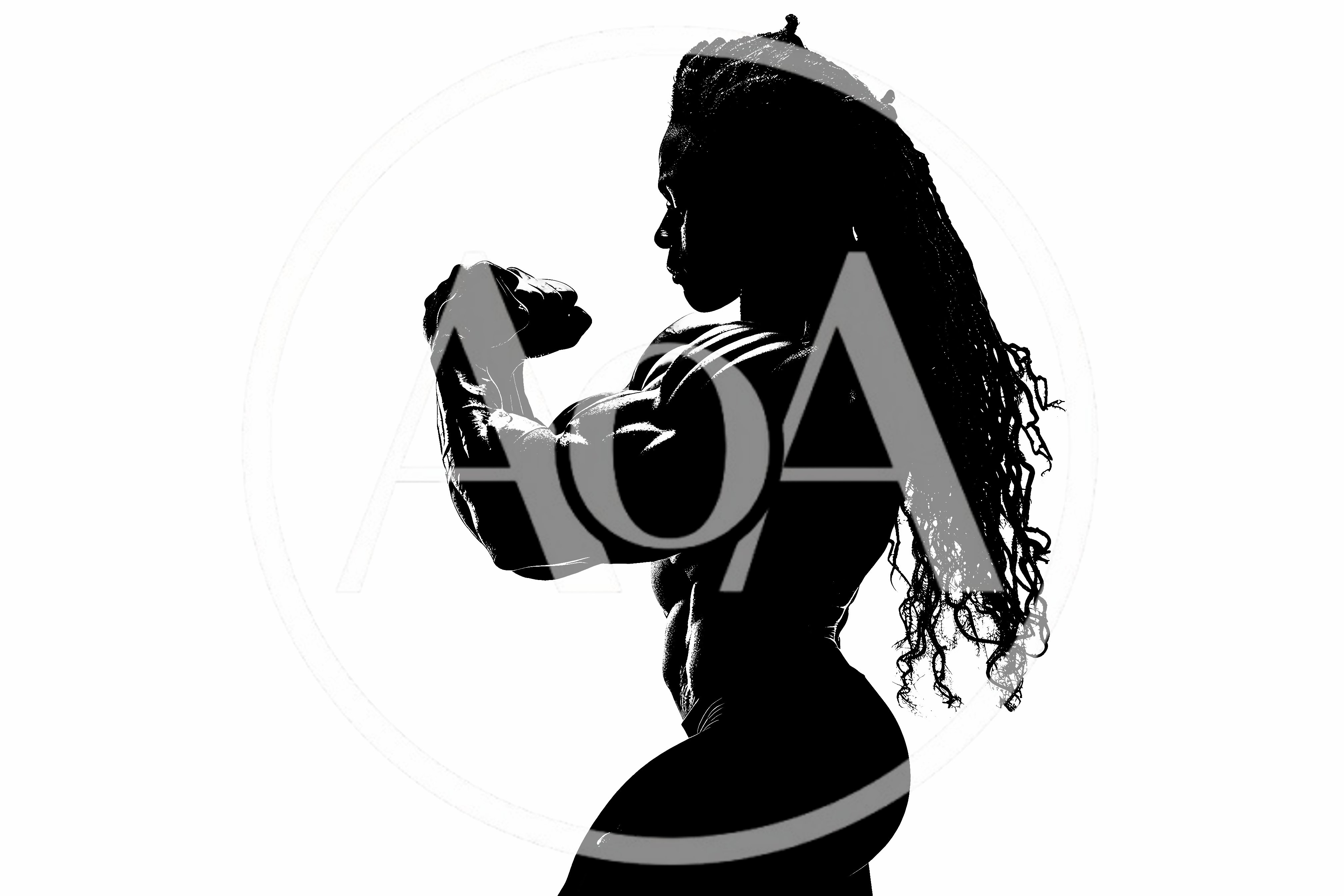 Silhouette Of A Muscular Female Bodybuilder Posing