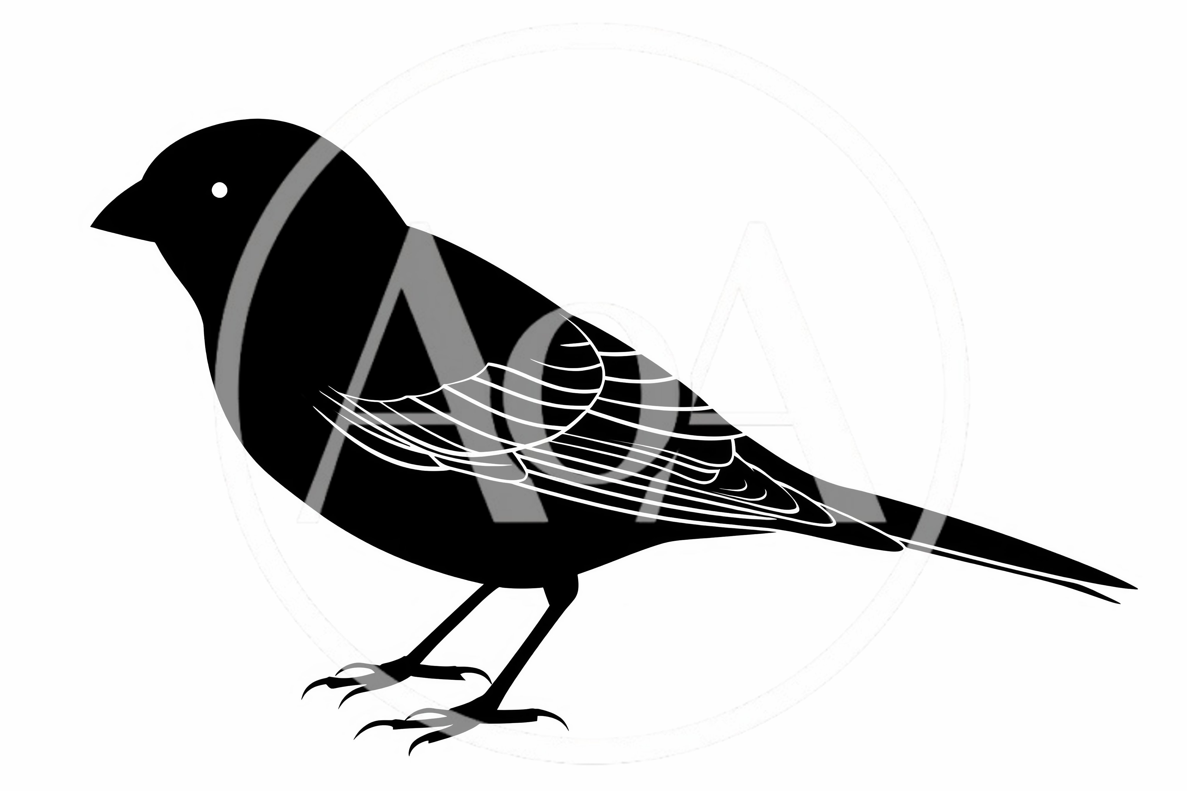Black Silhouette Illustration Of A Small Songbird