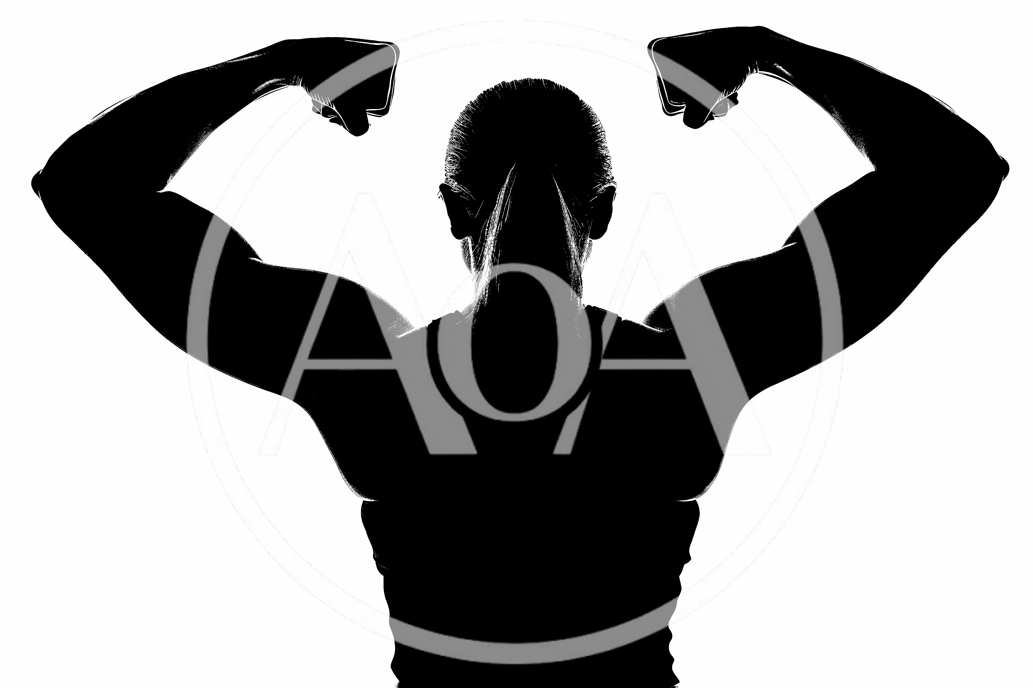 Silhouette Of A Muscular Person Flexing Back Muscles