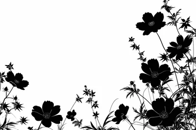 Black Silhouette Floral Border Design