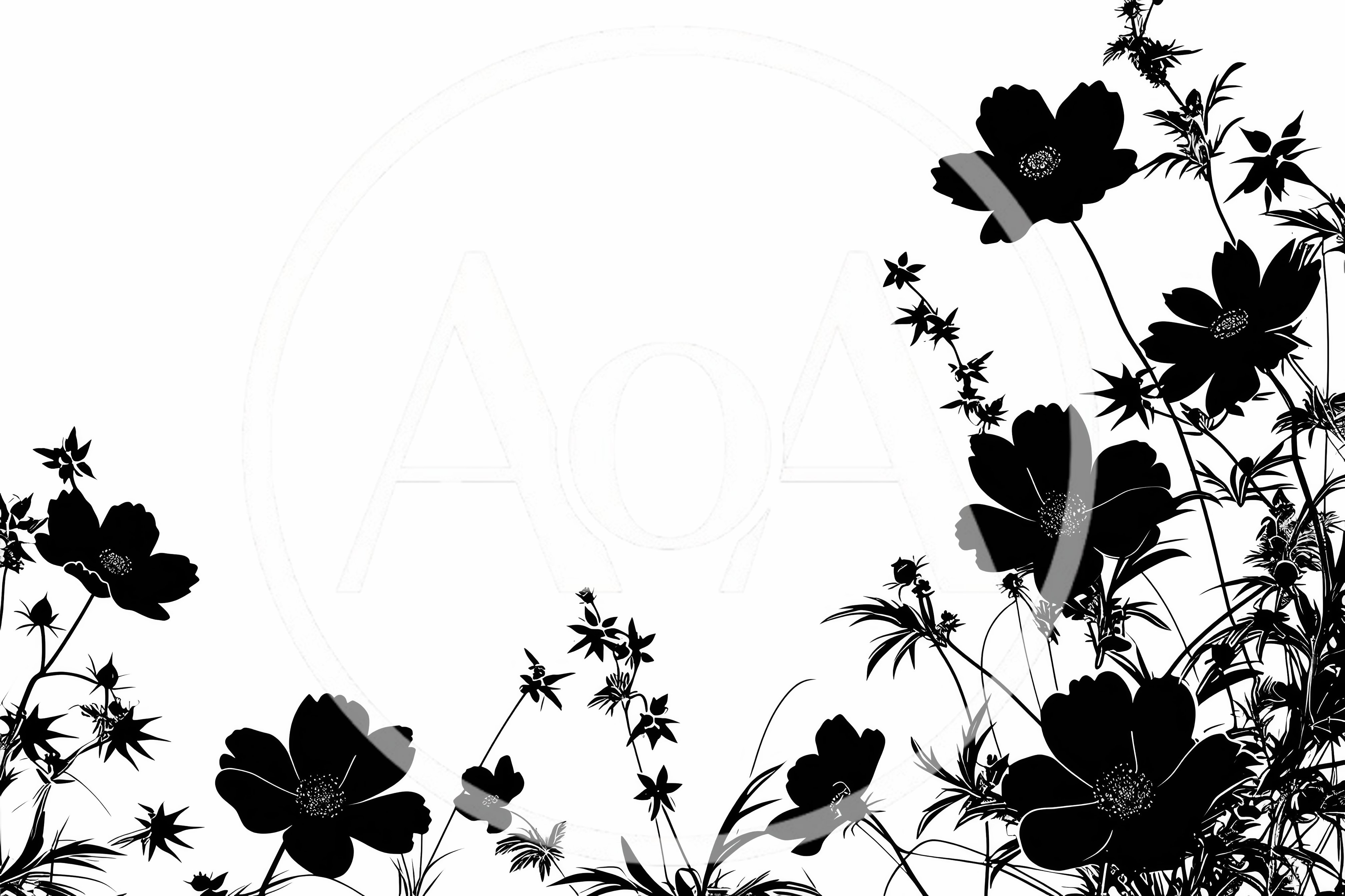 Black Silhouette Floral Border Design