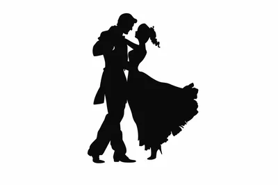 Silhouette Of A Couple Dancing Ballroom Tango