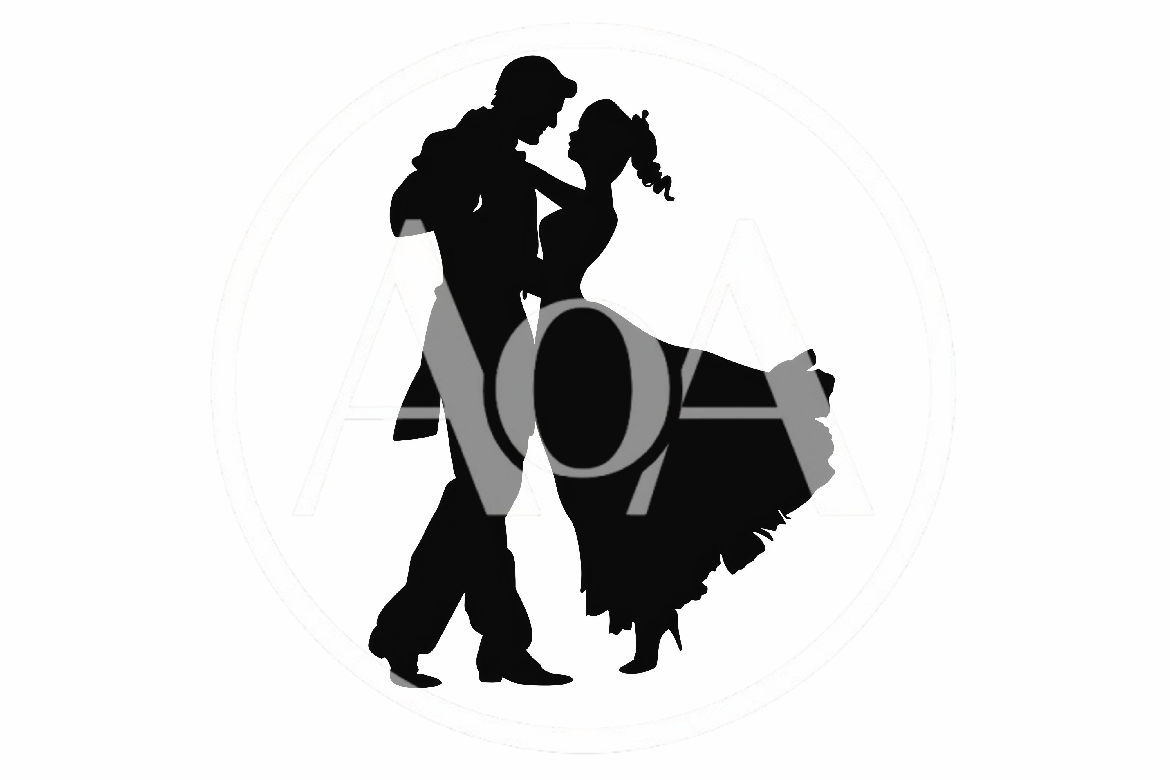 Silhouette Of A Couple Dancing Ballroom Tango