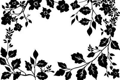 Black Floral Silhouette Frame Design