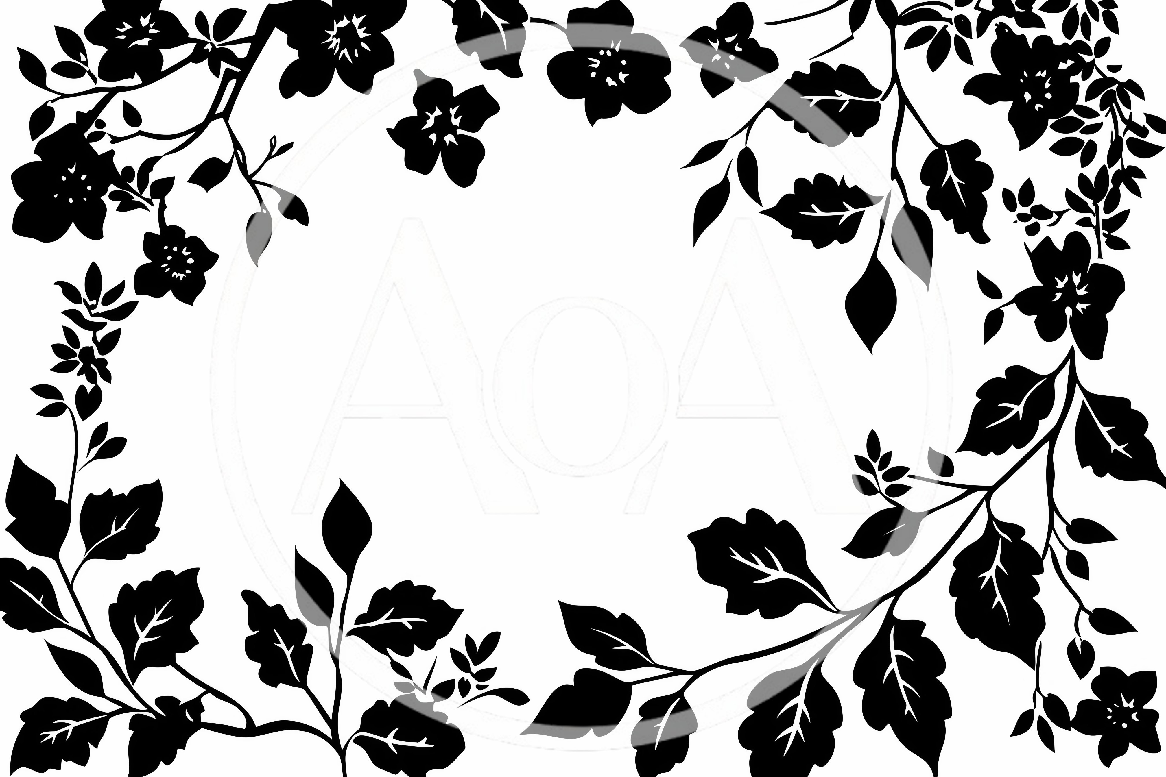 Black Floral Silhouette Frame Design