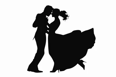 Silhouette Of A Dancing Couple In Formal Wear