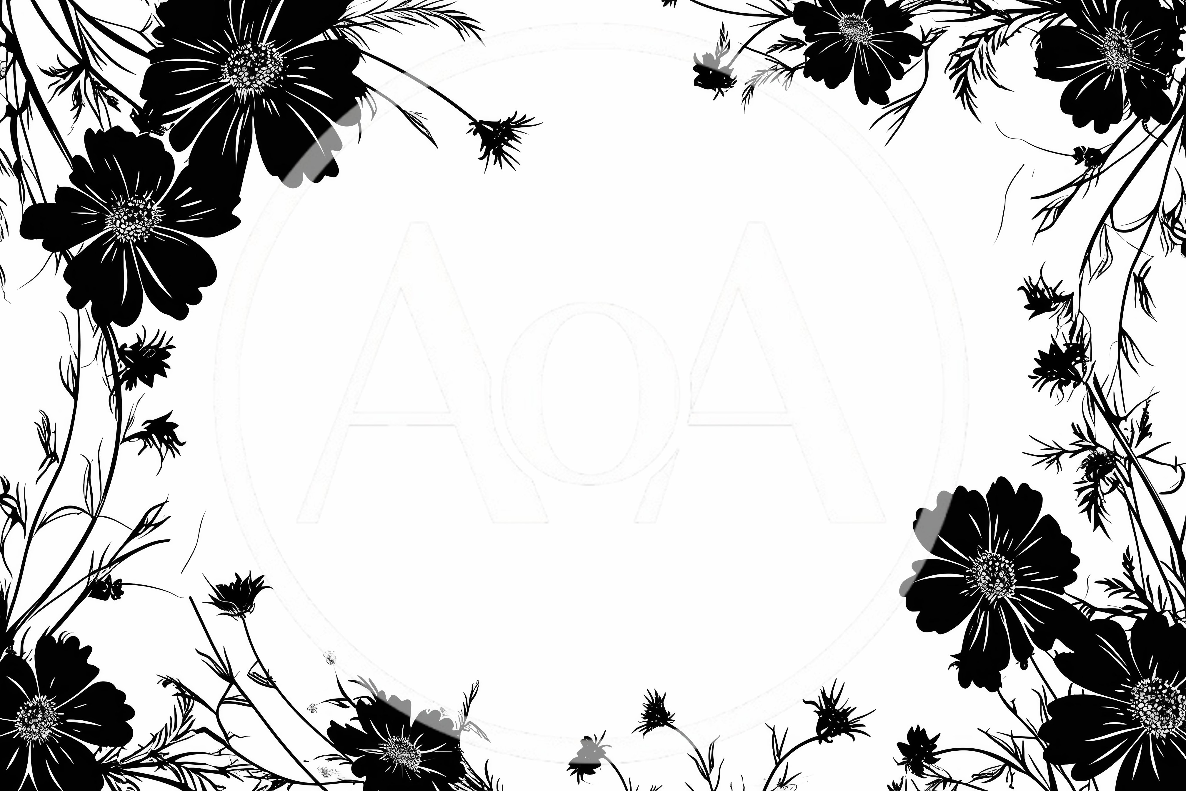 Black And White Floral Frame Illustration