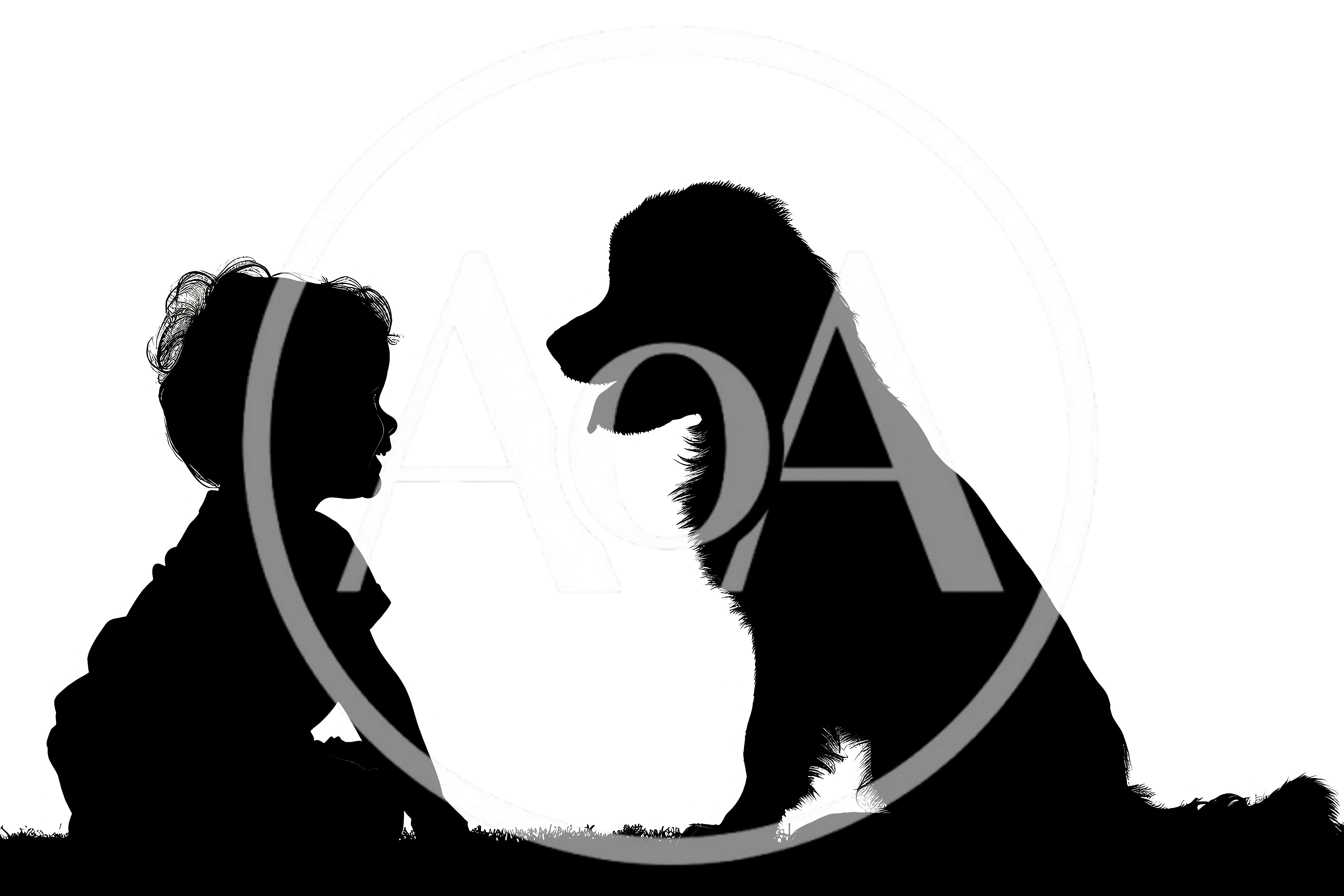 Silhouette Of A Toddler And A Dog