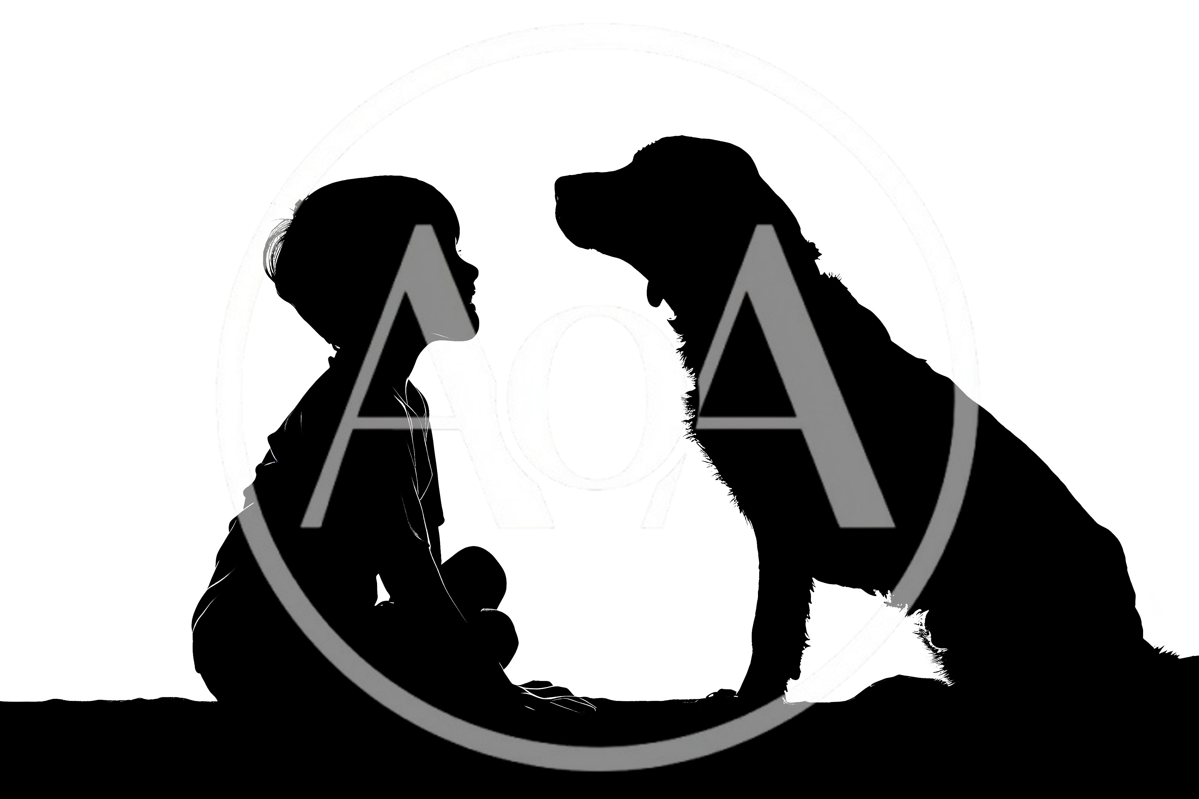 Silhouette Of A Young Boy And His Dog