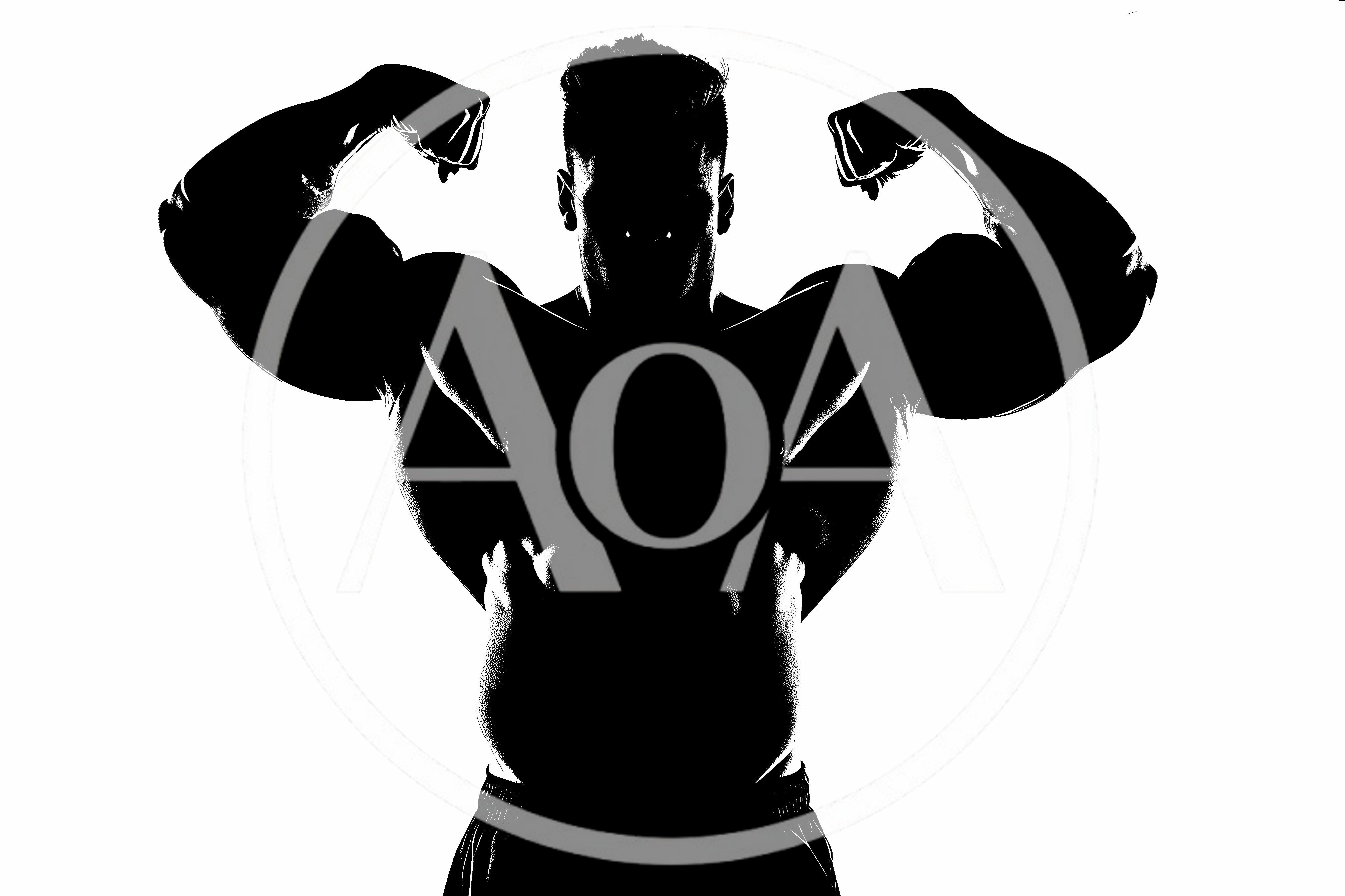 Muscular Bodybuilder Posing In High Contrast Silhouette
