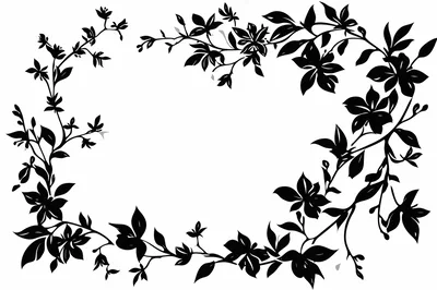 Black Floral Vine Frame Illustration