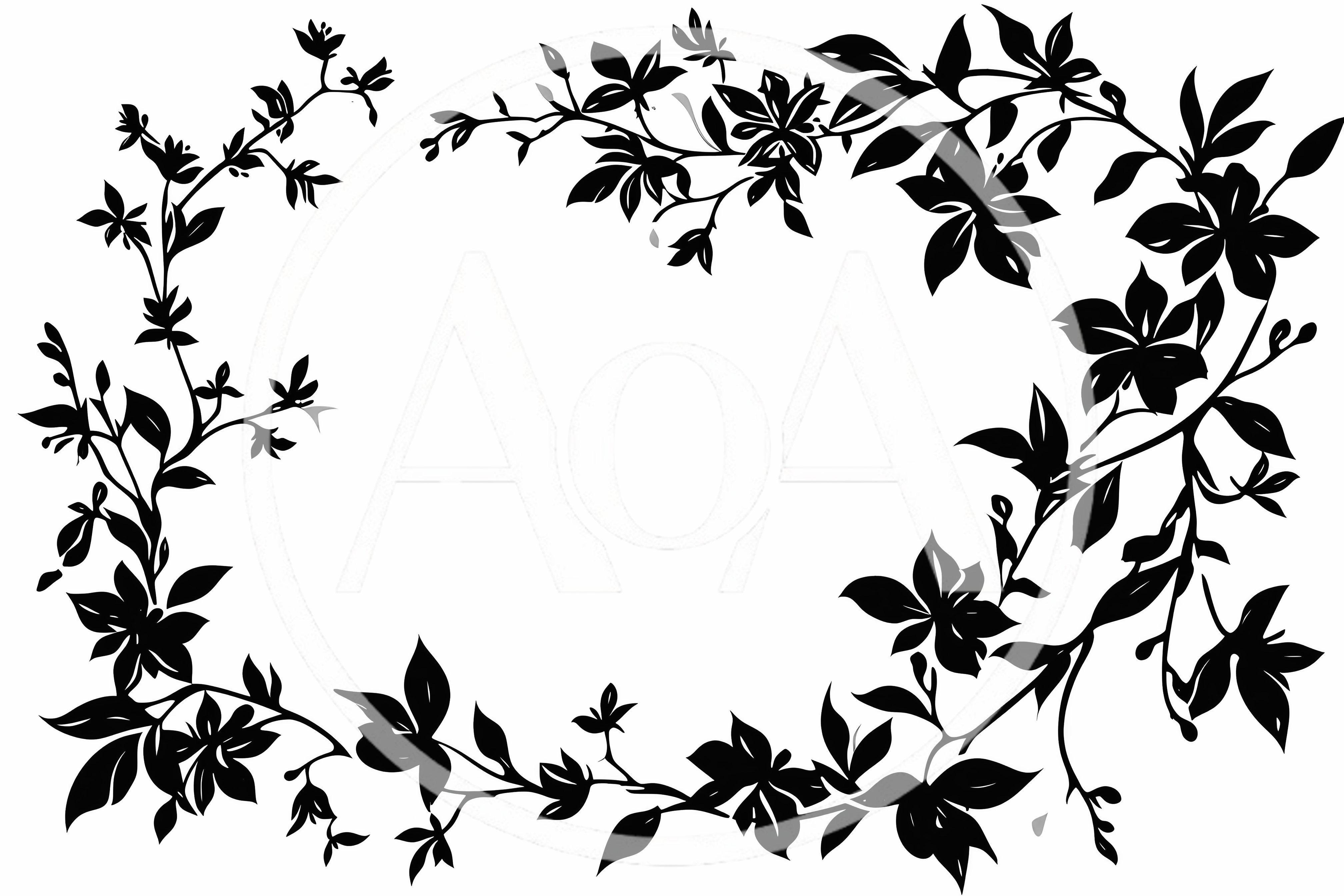 Black Floral Vine Frame Illustration
