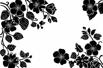 Black and White Floral Border Illustration