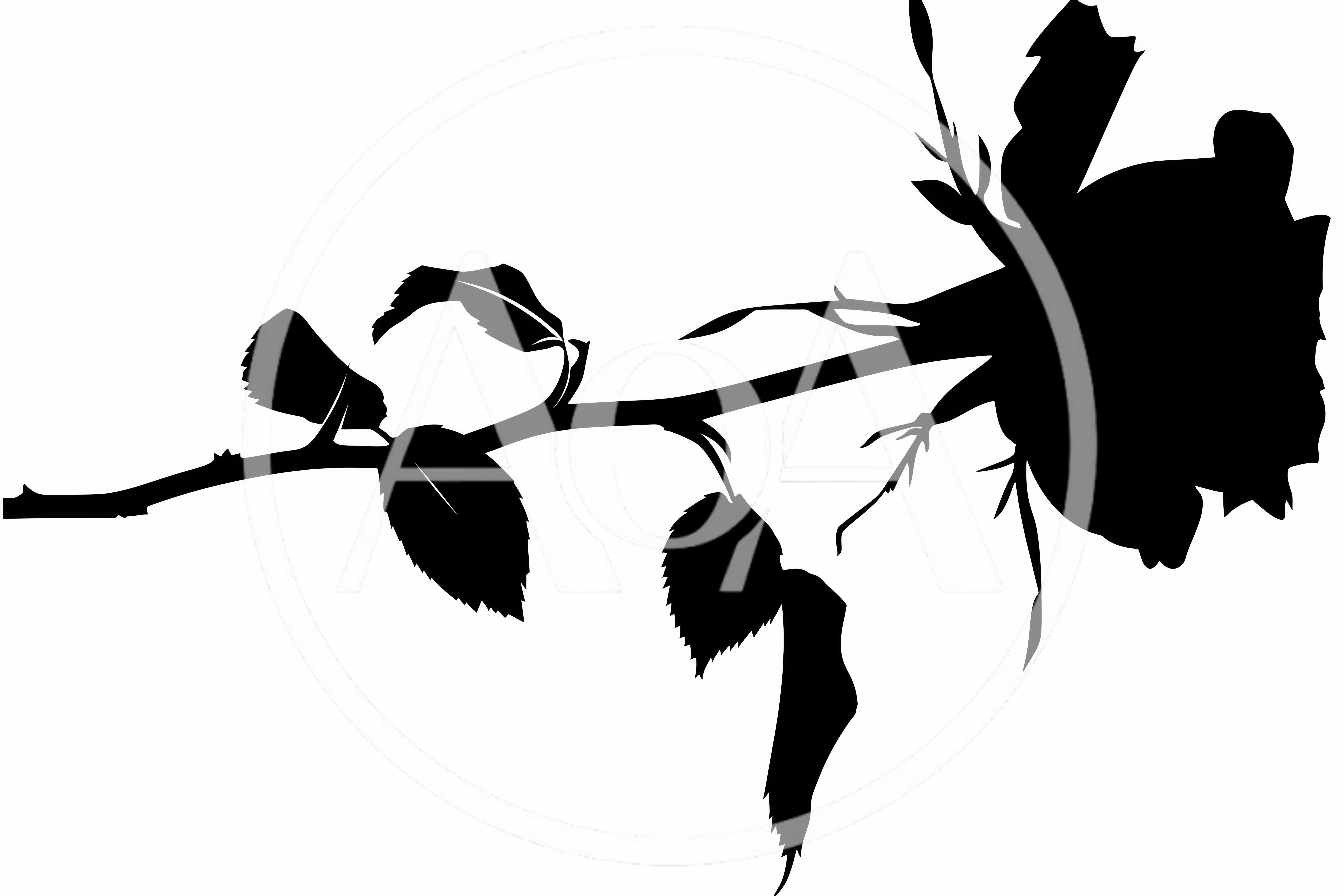 Black Silhouette Of A Single Rose Stem