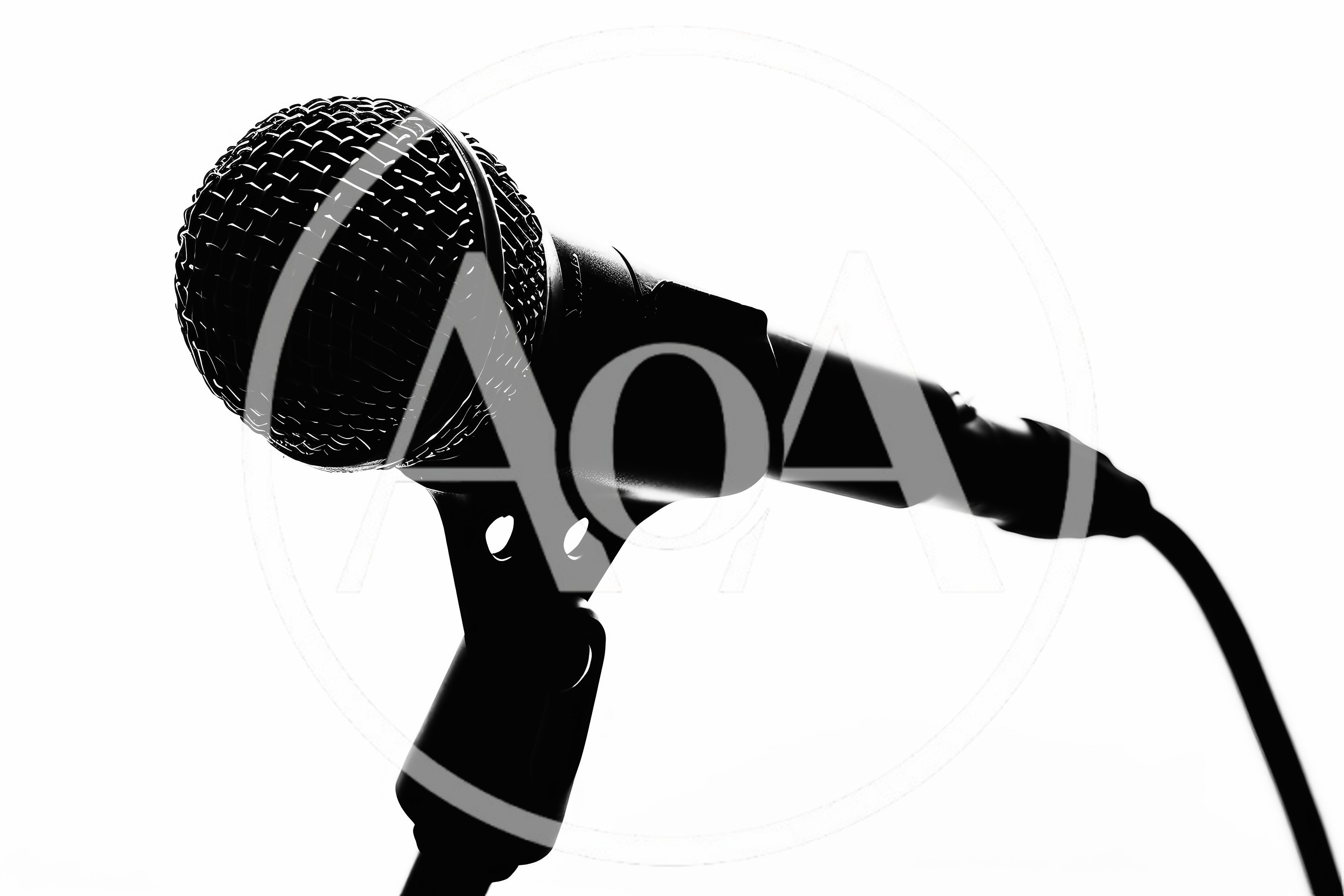 Silhouette Of A Professional Dynamic Microphone On Stand