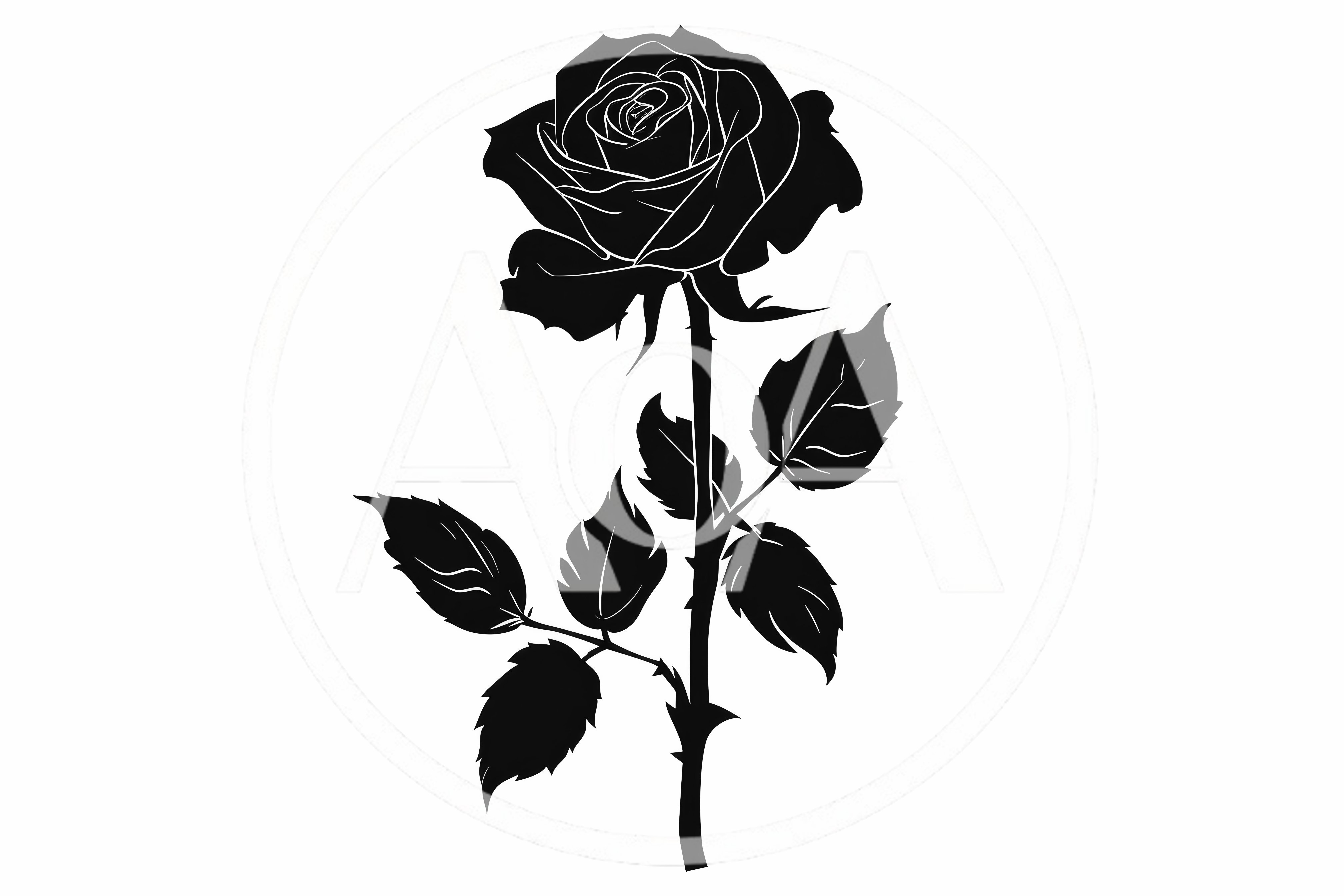 Black Silhouette Illustration Of A Single Rose