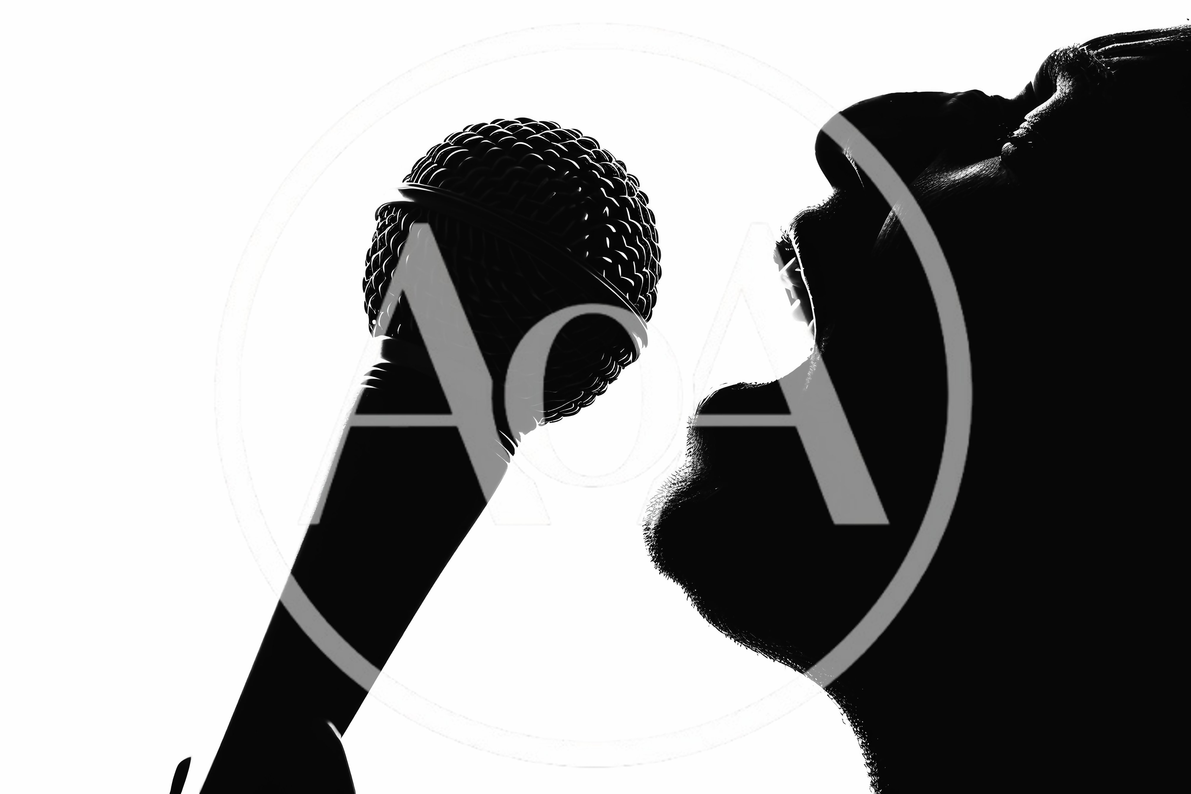 Silhouette Of A Singer Performing Into A Microphone