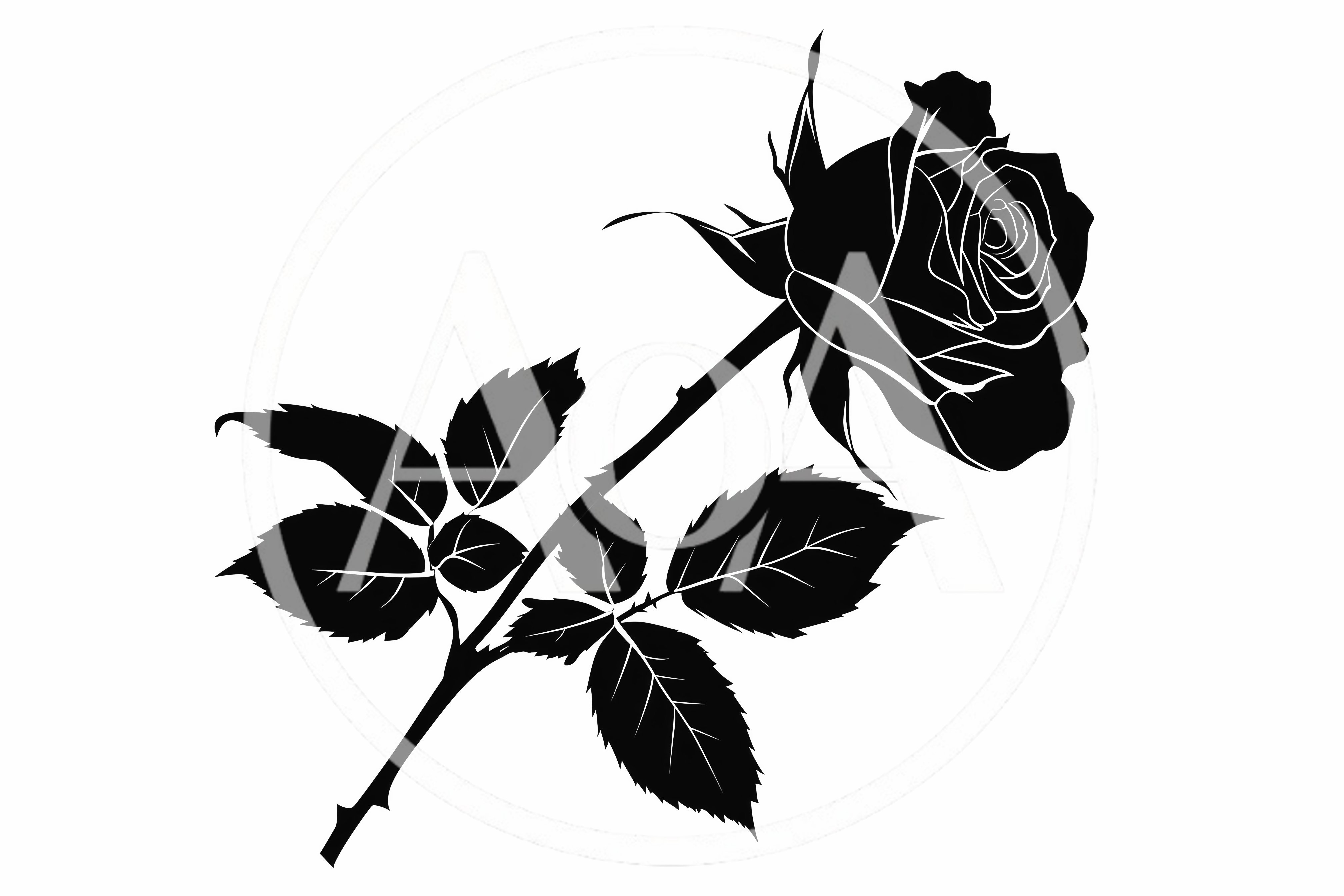 Black Silhouette Illustration Of A Single Rose
