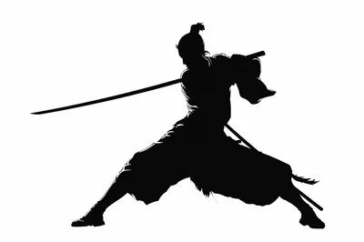 Silhouette Of A Samurai Warrior Drawing A Katana Sword