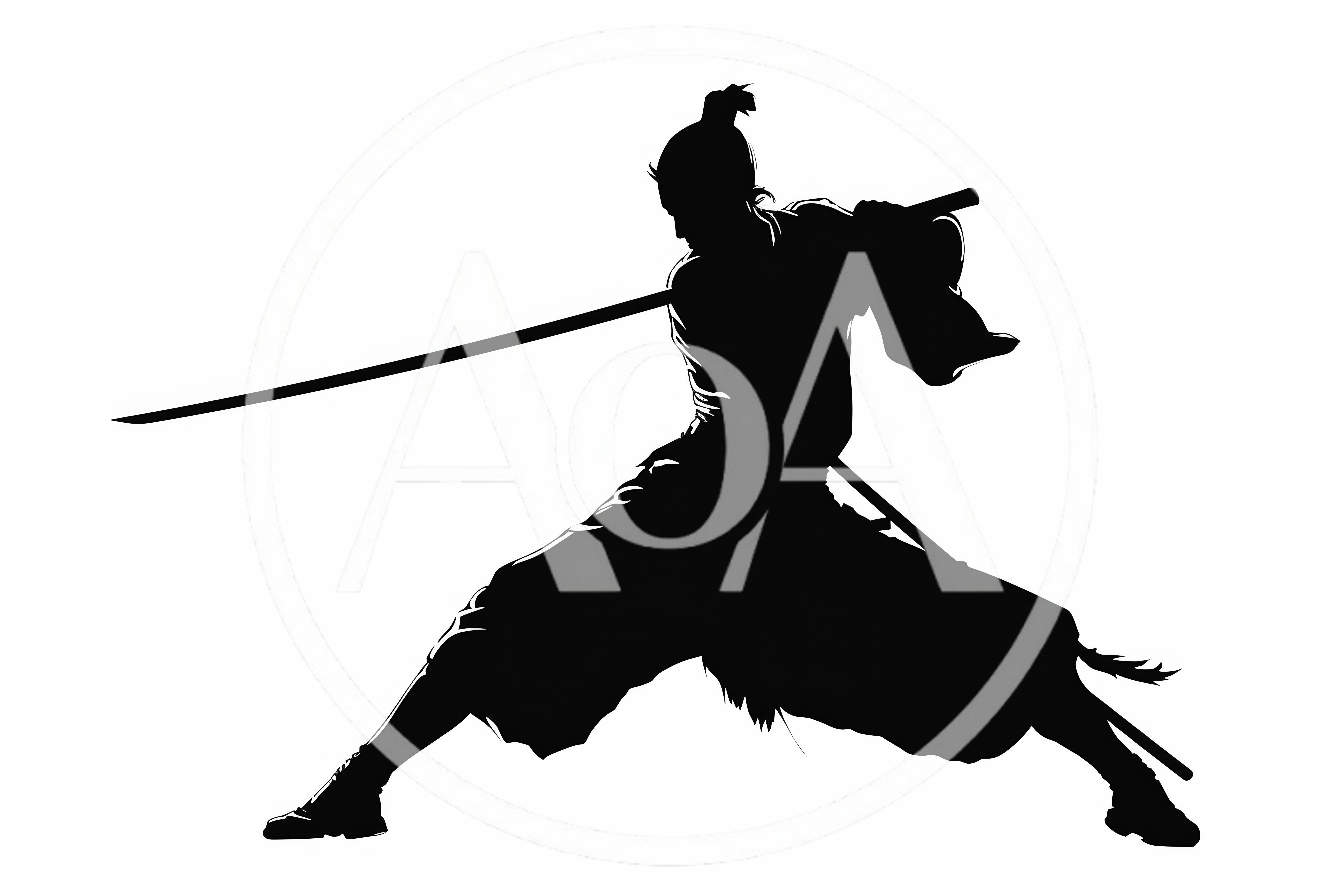 Silhouette Of A Samurai Warrior Drawing A Katana Sword