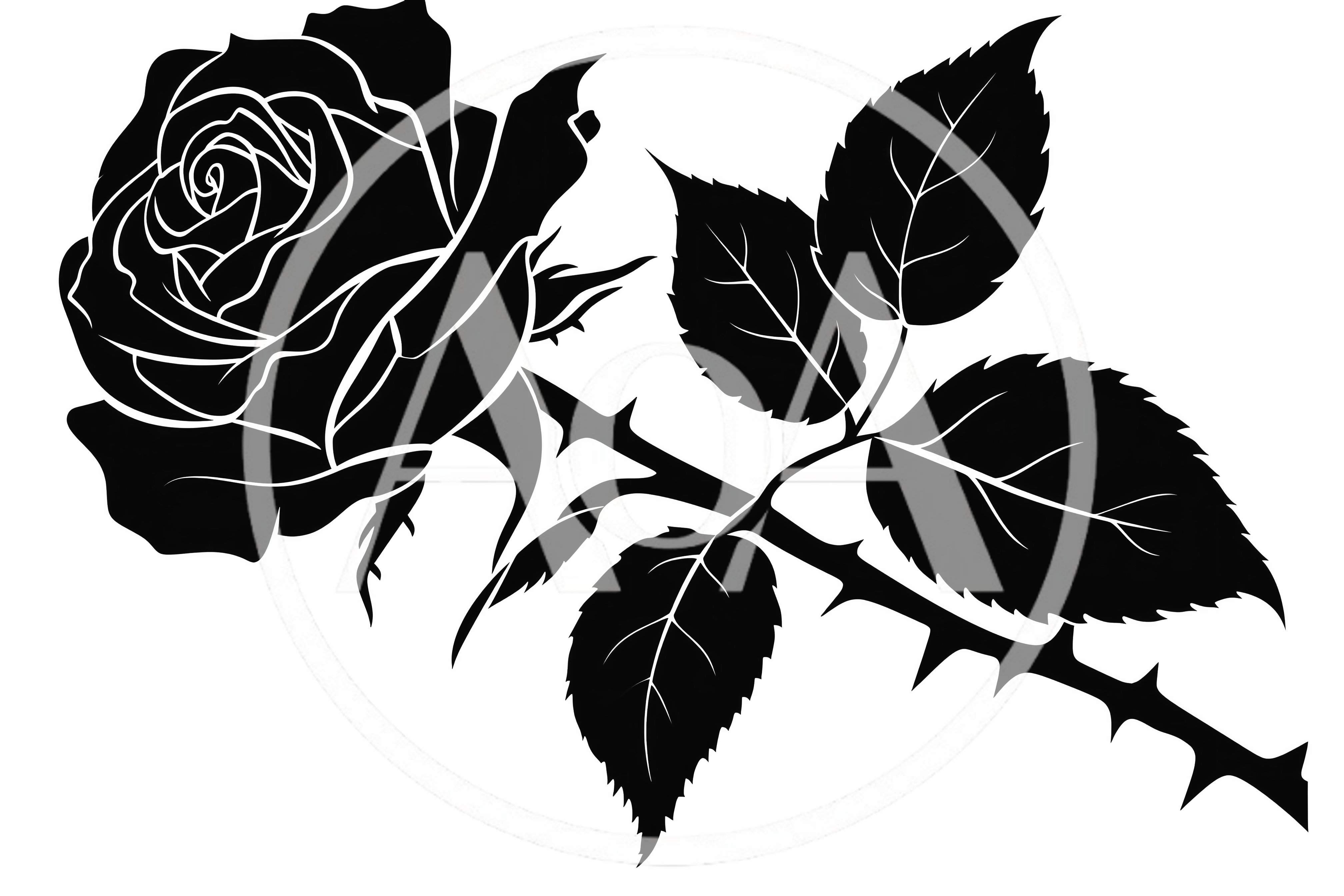 Black And White Silhouette Illustration Of A Rose