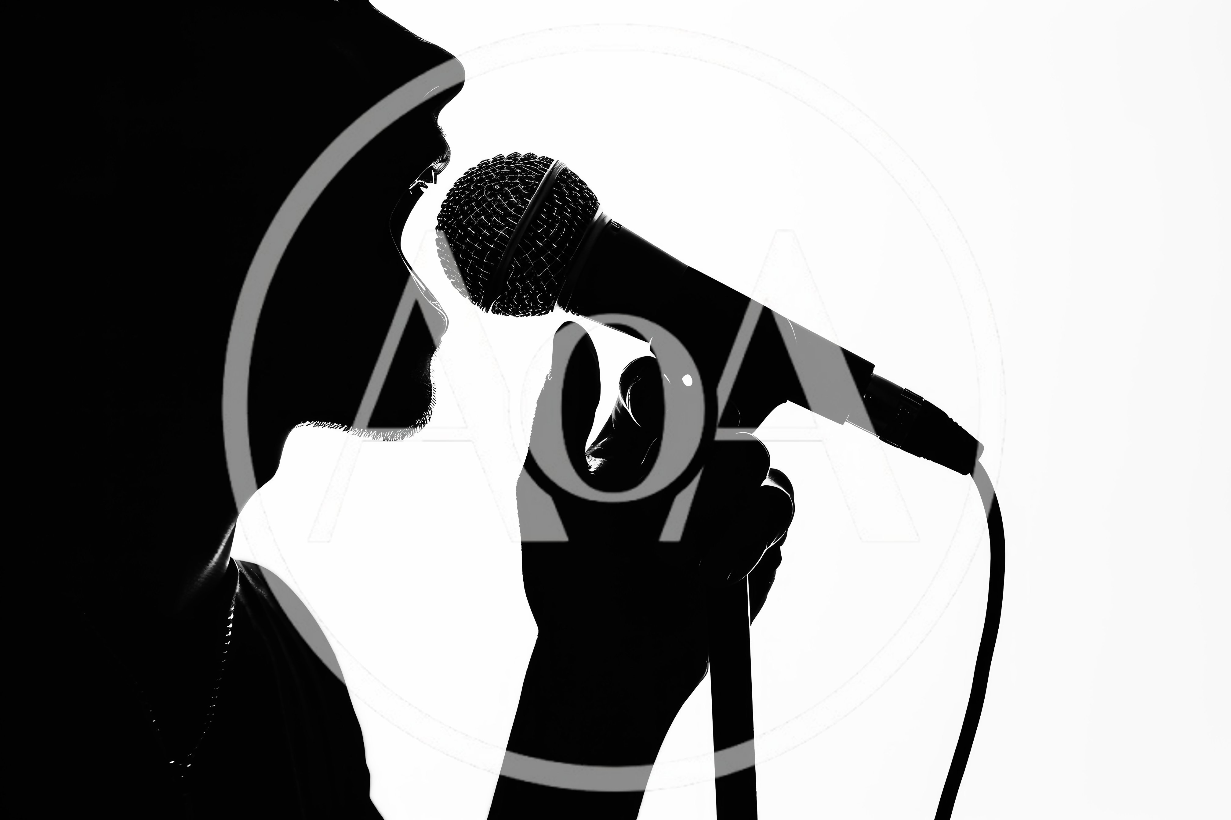Silhouette Of A Singer Performing With A Microphone