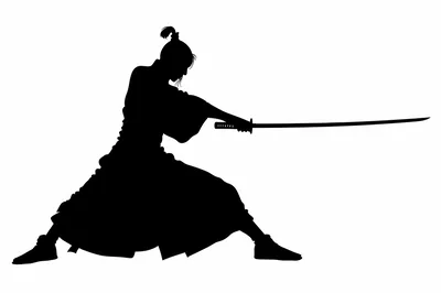 Silhouette Of A Samurai Warrior With Katana Sword