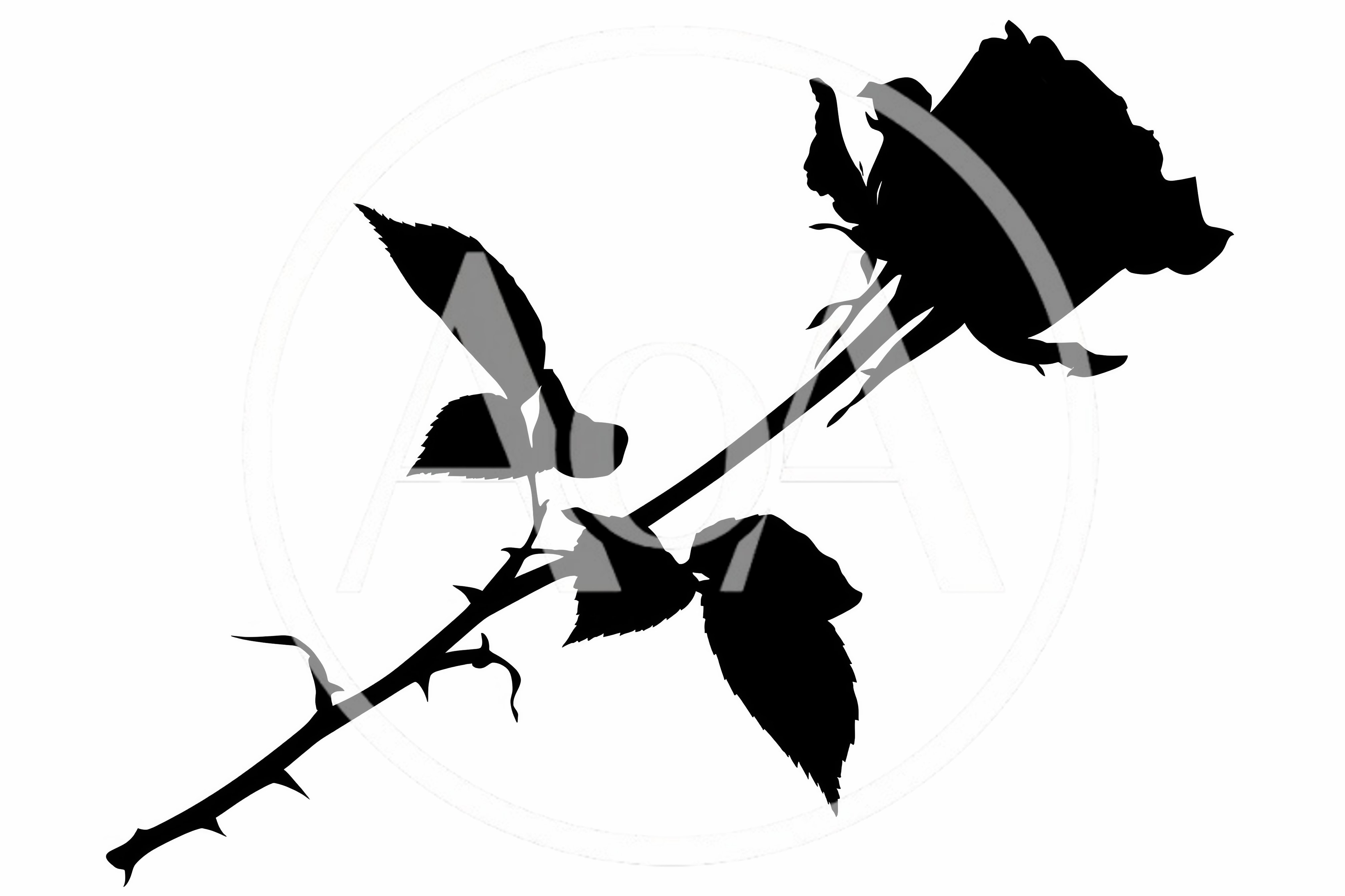 Black Silhouette Of A Single Rose Flower