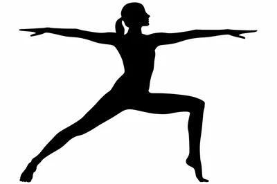 Silhouette Of A Woman Practicing Yoga Warrior Pose