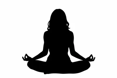 Black Silhouette Of A Woman Meditating In Lotus Pose