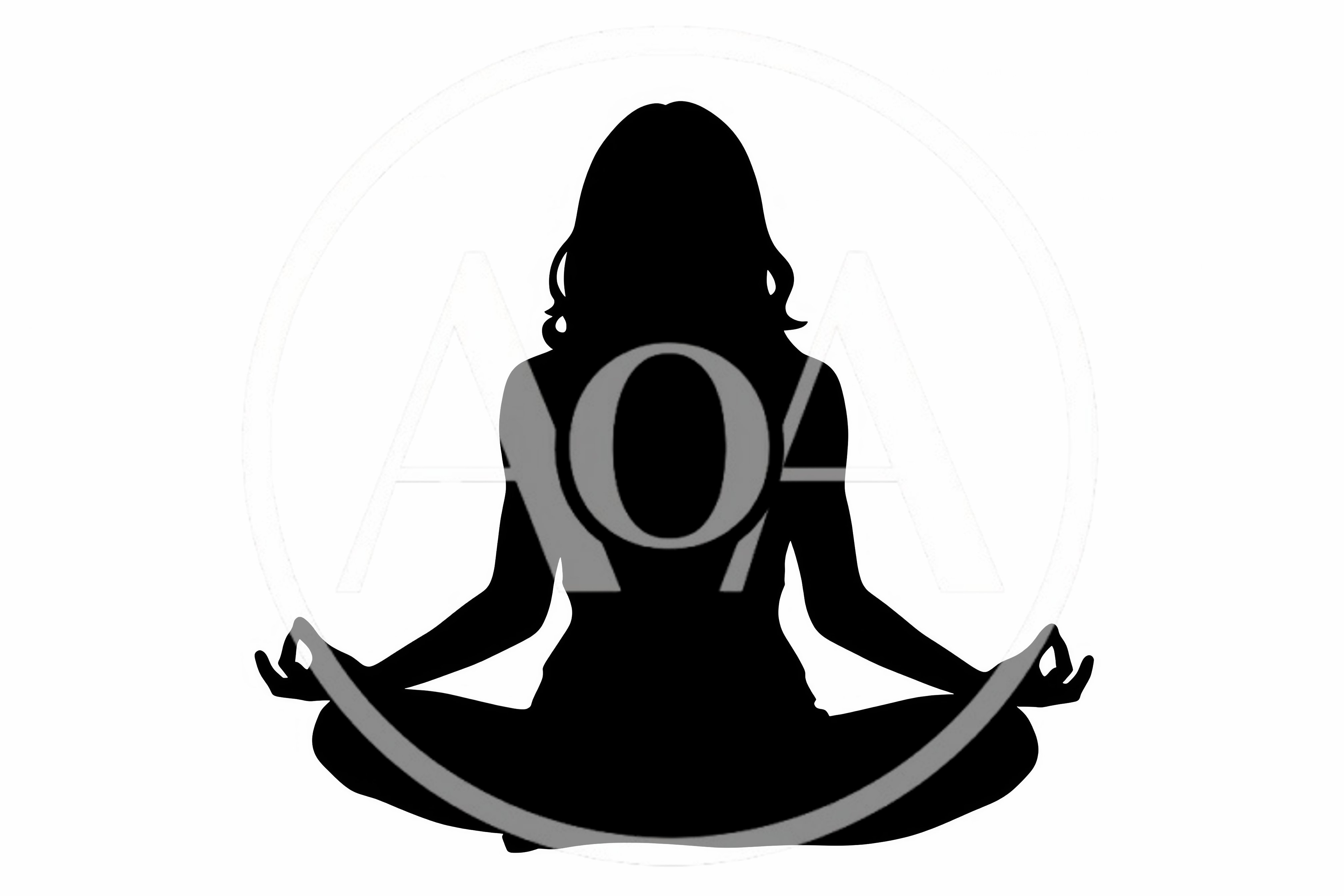 Black Silhouette Of A Woman Meditating In Lotus Pose