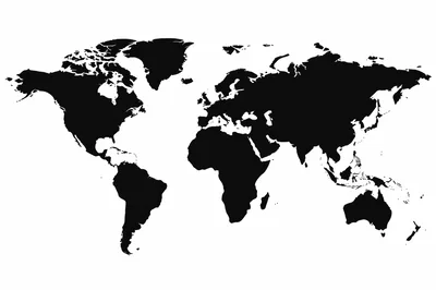 Black Silhouette World Map On White Background