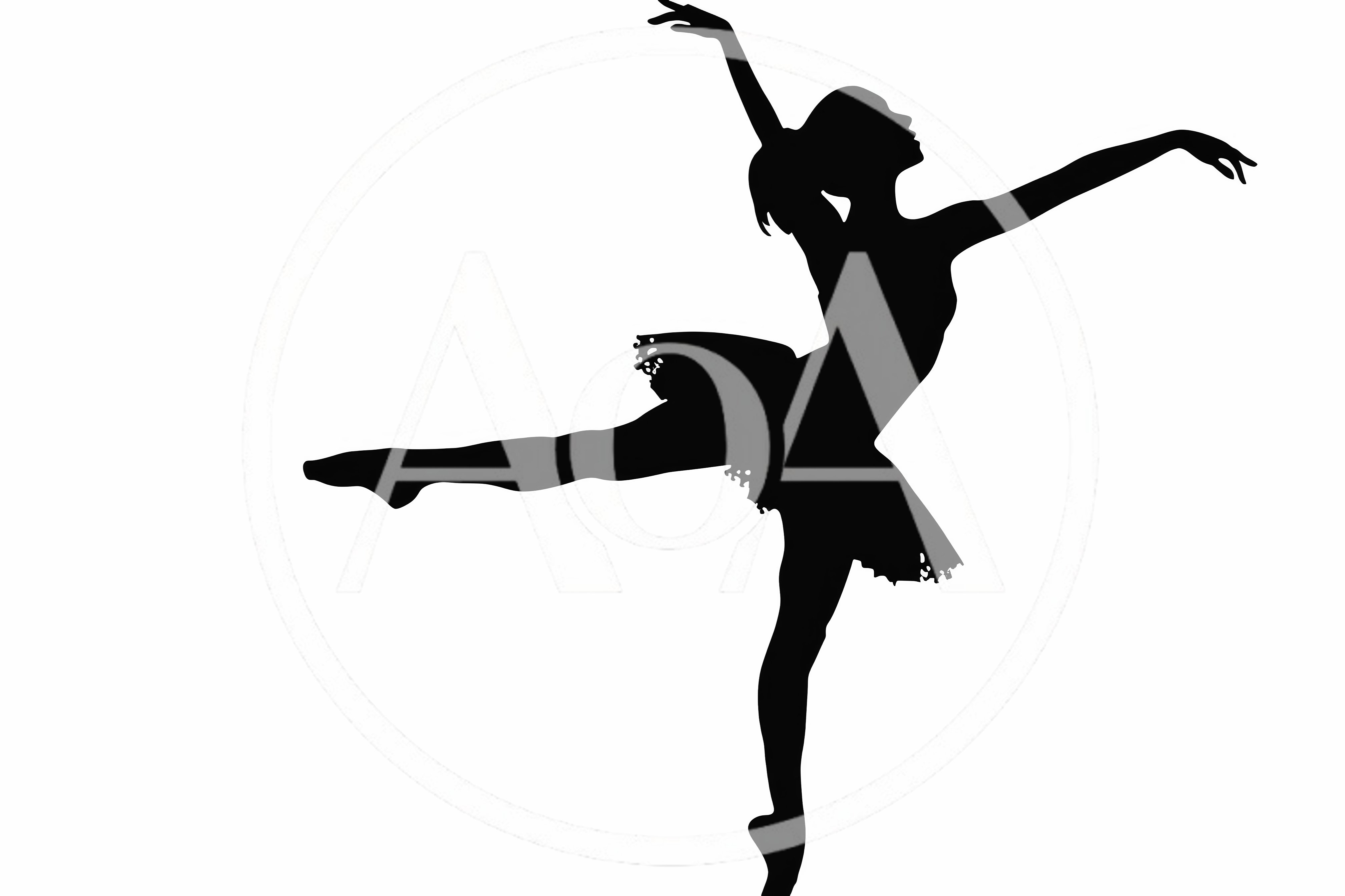 Black Silhouette Of A Ballerina Dancing On White Background