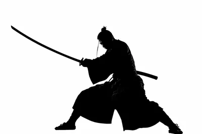Silhouette Of A Samurai Warrior With Katana Sword