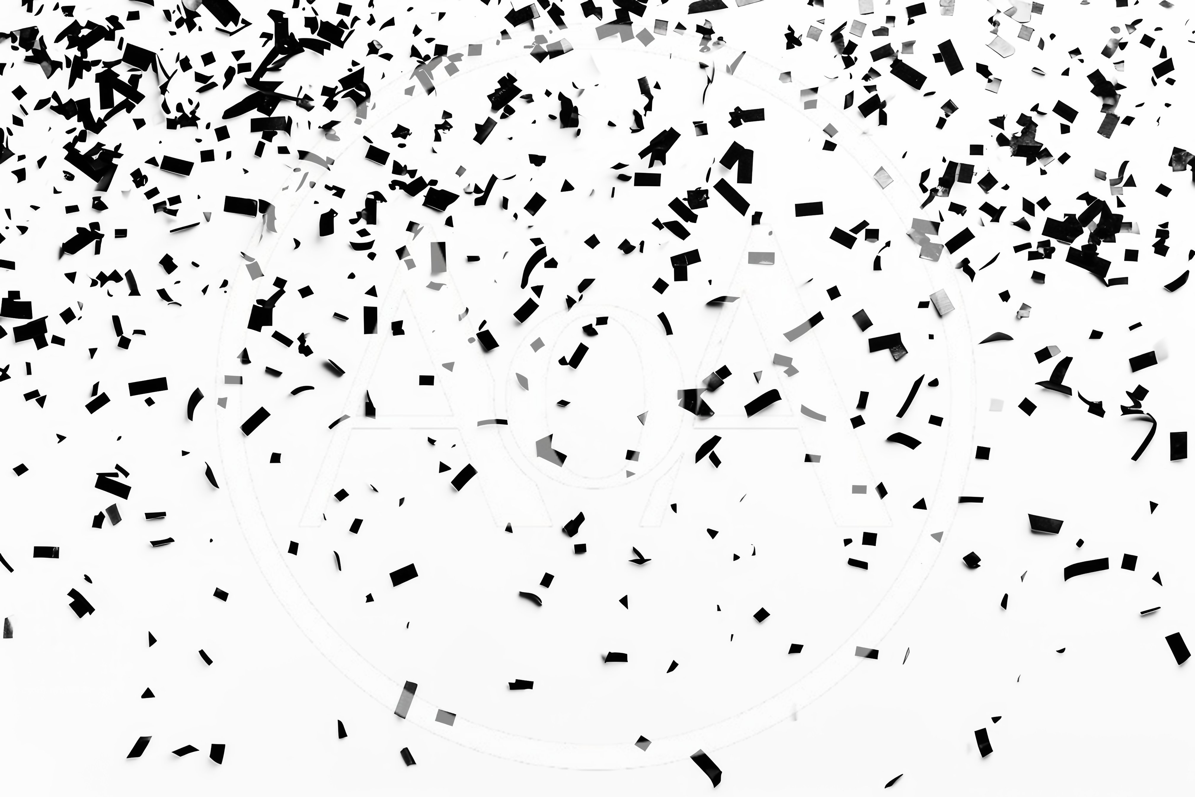 Black Confetti Falling On White Background