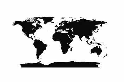 Minimalist Black Silhouette World Map On White Background