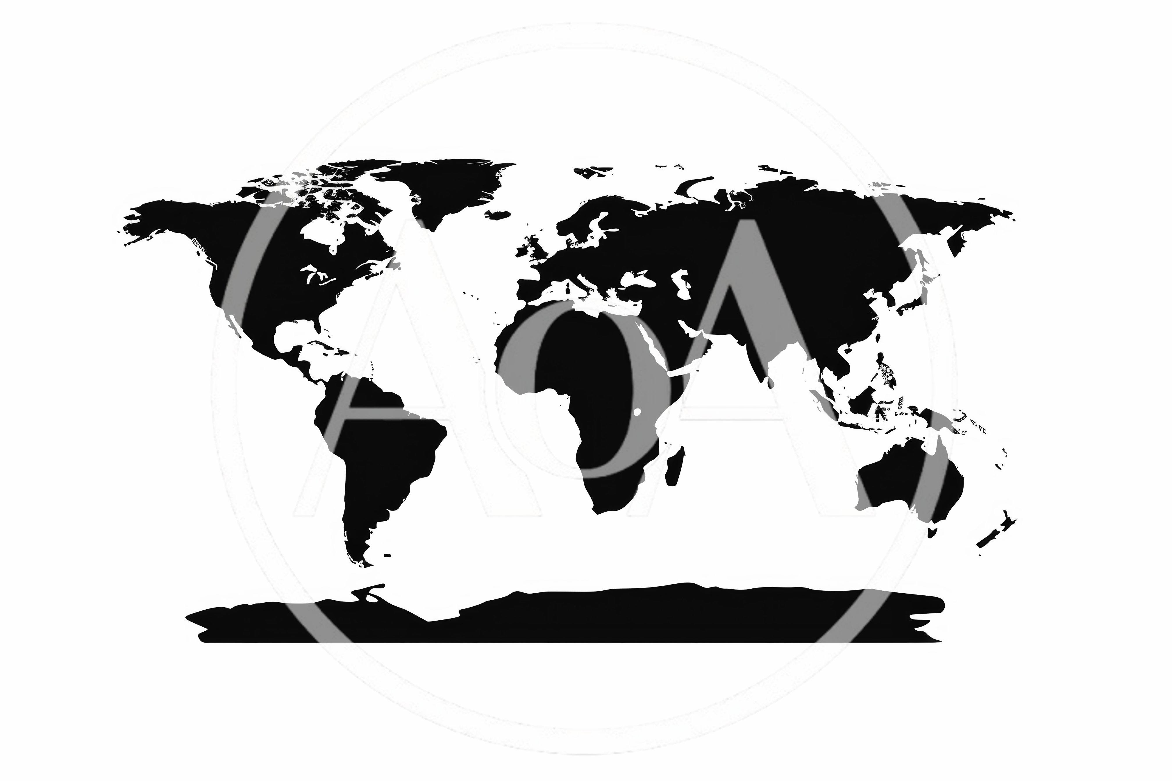 Minimalist Black Silhouette World Map On White Background