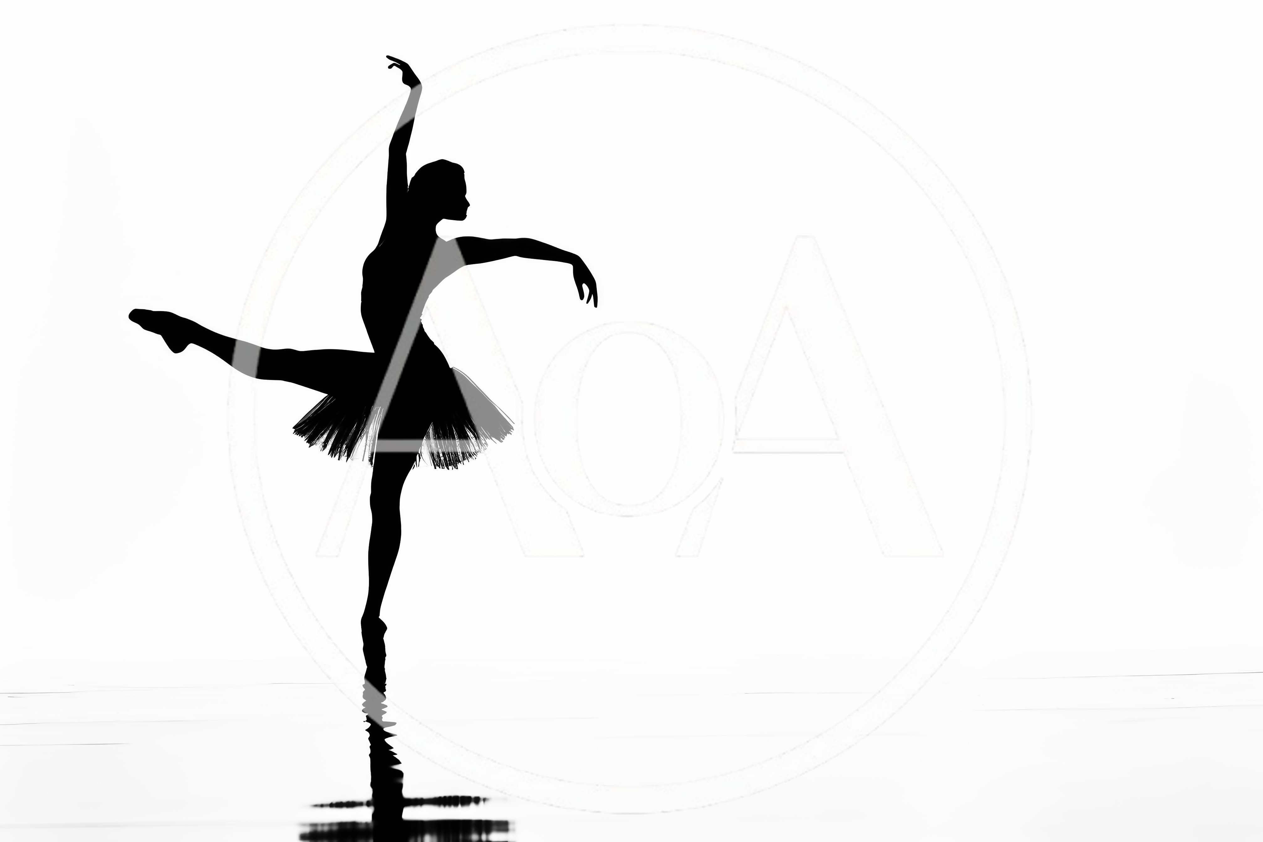 Silhouette Of A Ballerina Dancing On A Reflective Surface