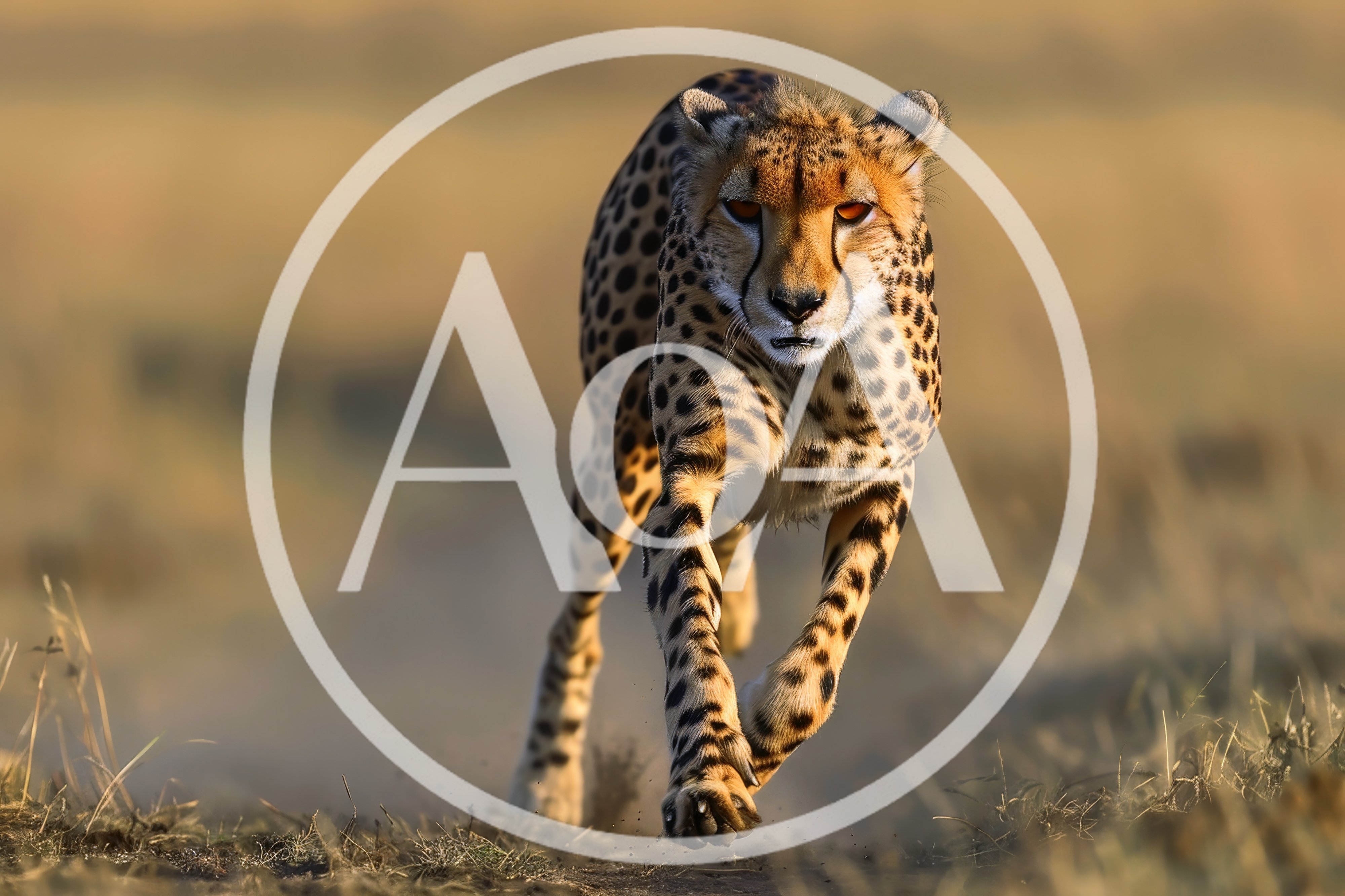 Cheetah Running Fast Across African Savanna