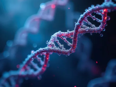 Abstract 3D Render Of A Glowing DNA Helix