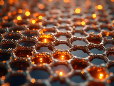 Abstract Metallic Honeycomb Structure With Glowing Bokeh Lights