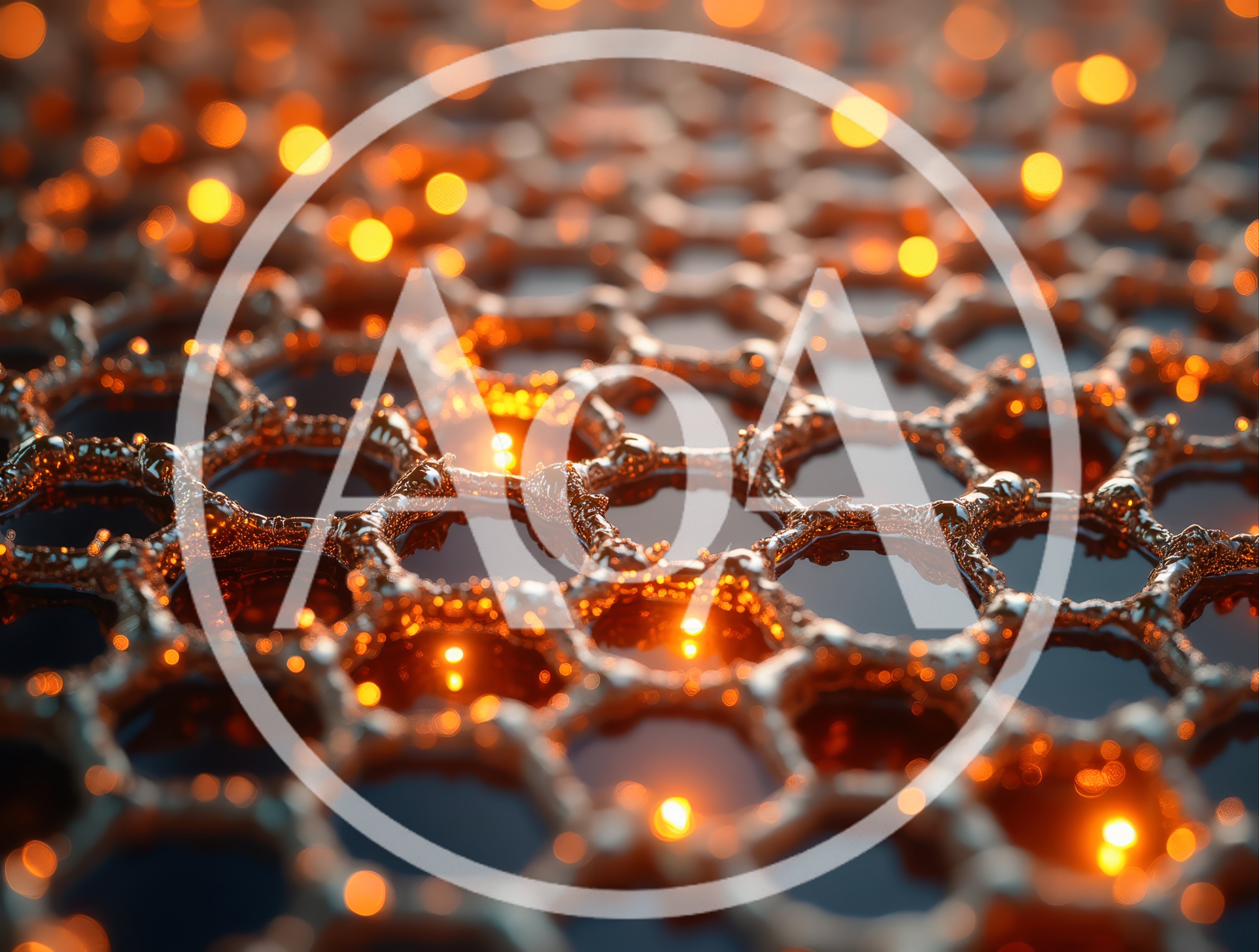 Abstract Metallic Honeycomb Structure With Glowing Bokeh Lights