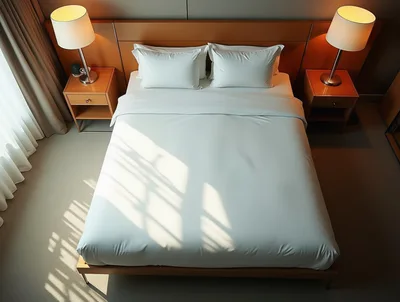 Top Down View Of A Modern Hotel Bedroom