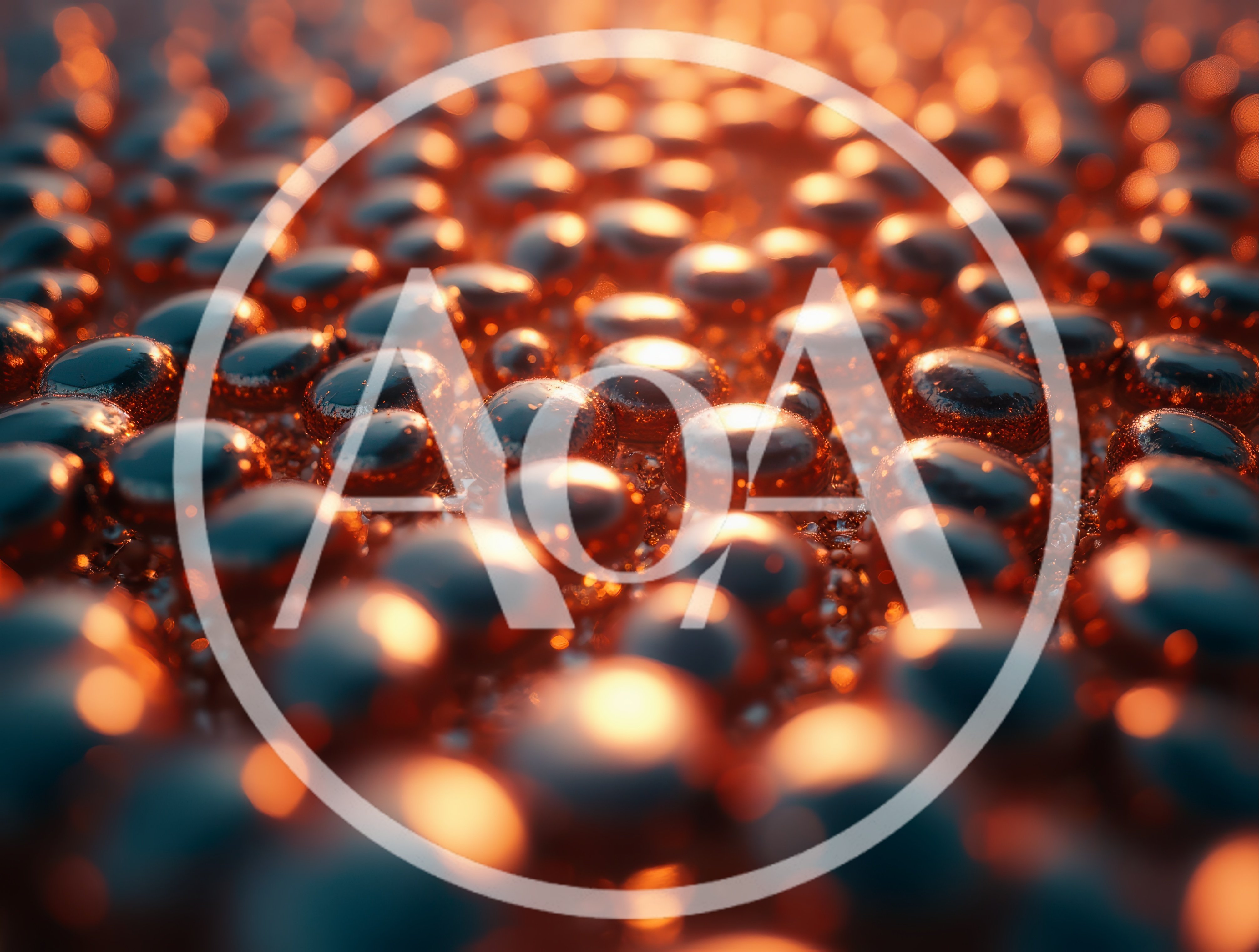 Abstract Macro View Of Glowing Metallic Spheres